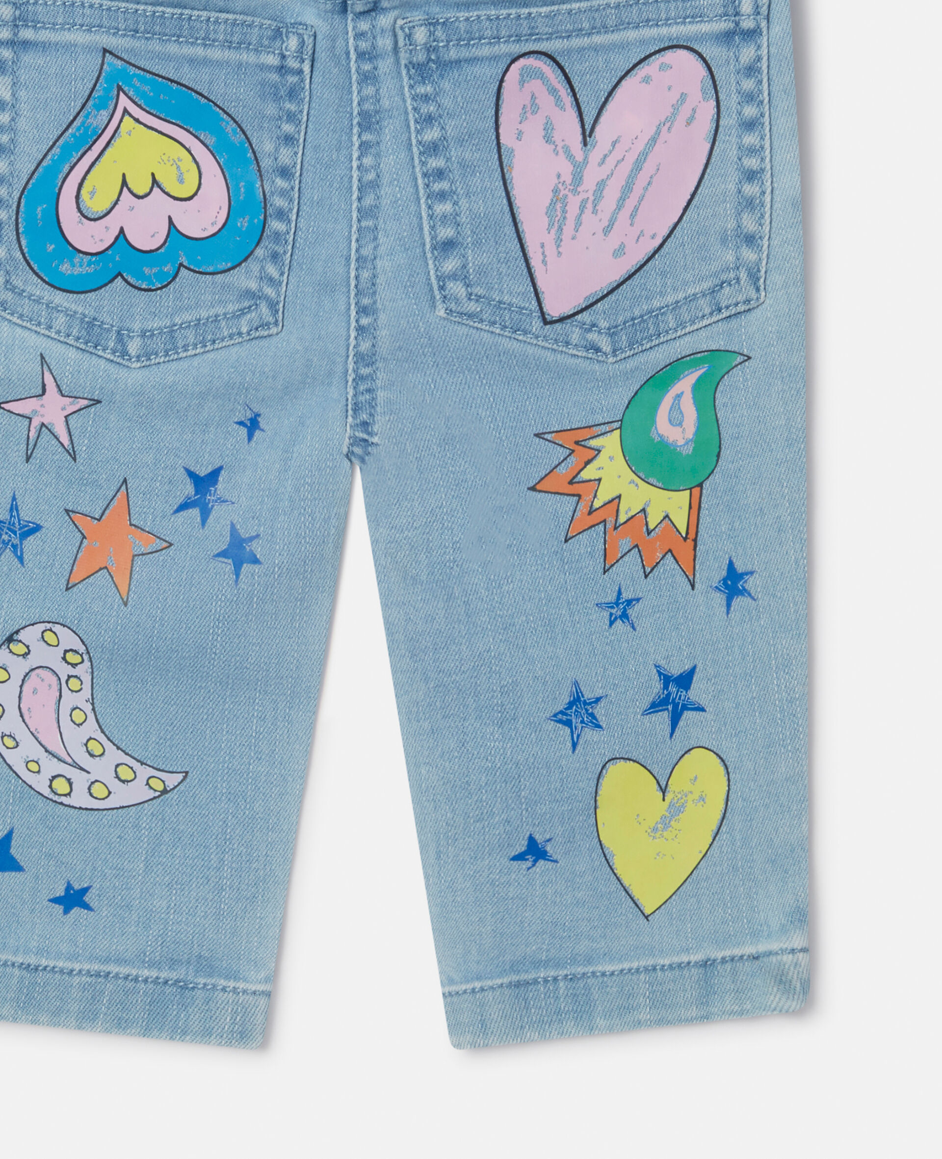 Doodle Print Slim Fit Jeans-Blue-large image number 3