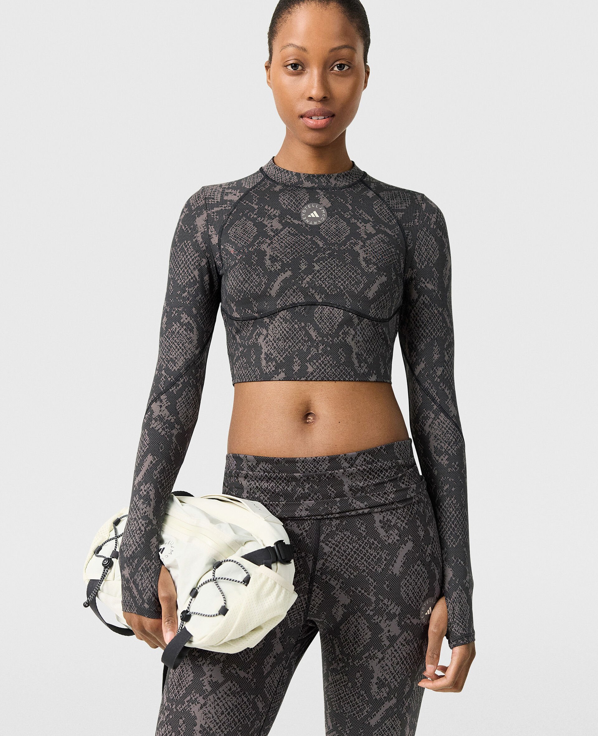 TruePurpose Training Long-Sleeve Cropped Top-Brown-model