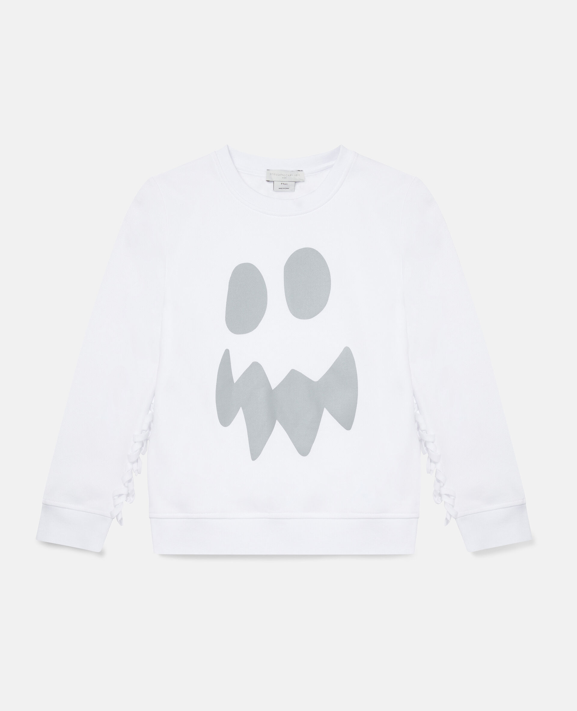 Halloween Reflective Ghost Print Sweatshirt-White-large