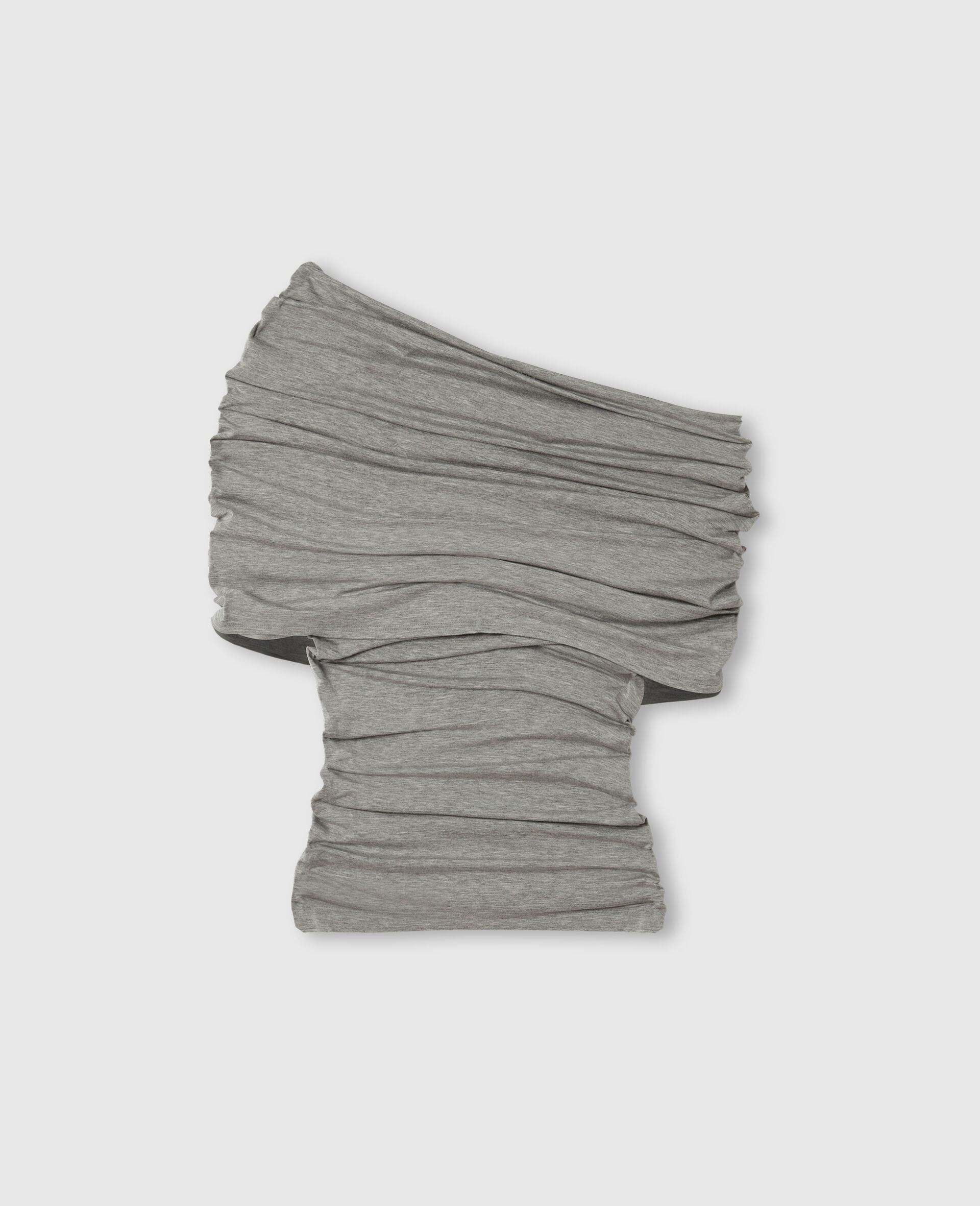 One Shoulder Twisted Wrap Top-Grey-medium