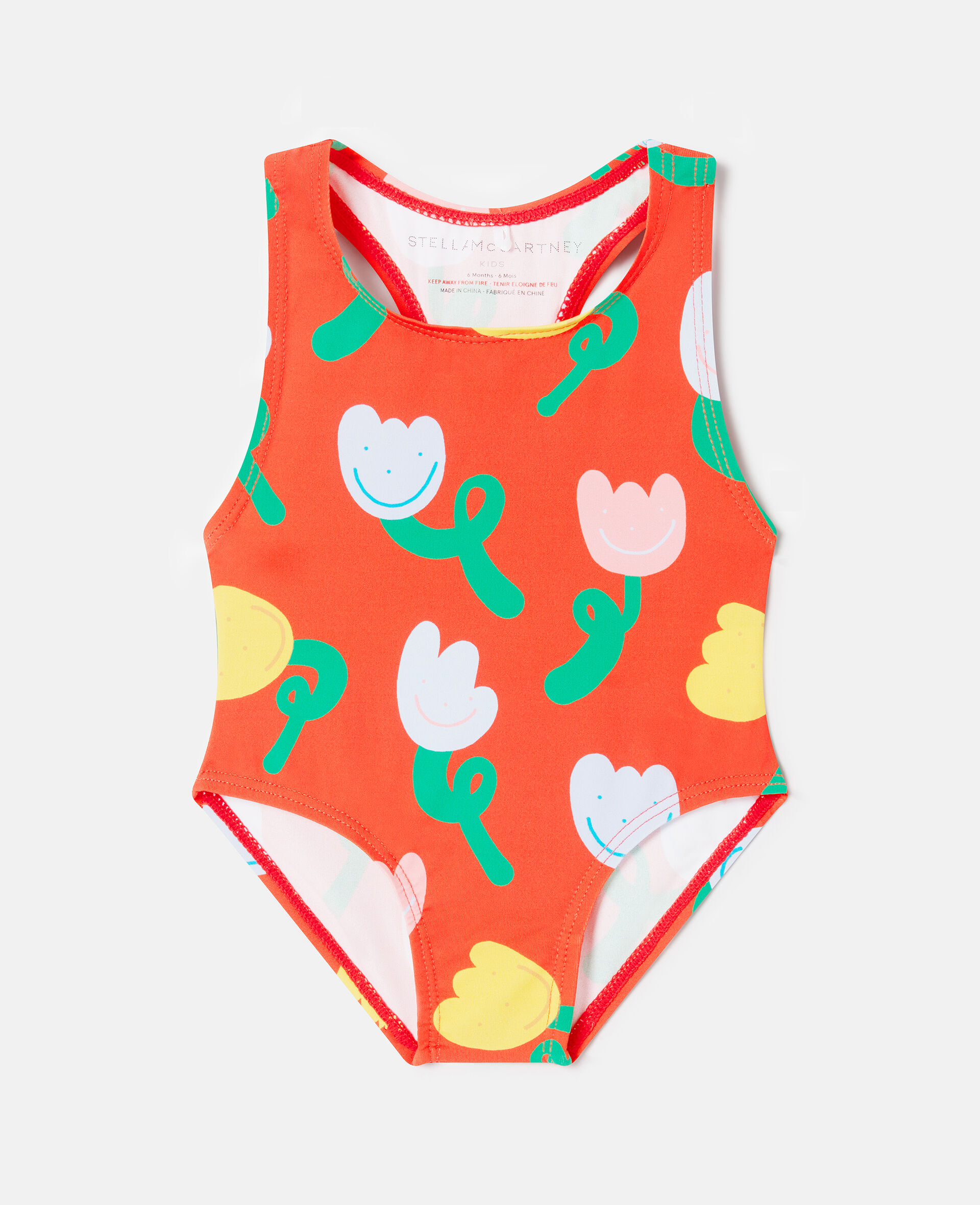 Floral Print Swimsuit-Red-medium