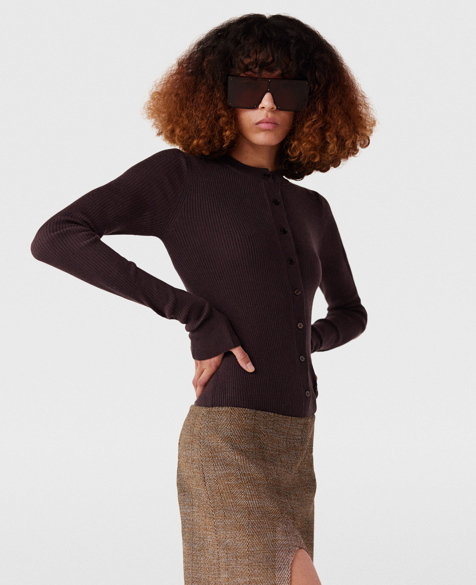 Women ダークブラウン クルーネック ロングスリーブ カーディガン | Stella McCartney JP