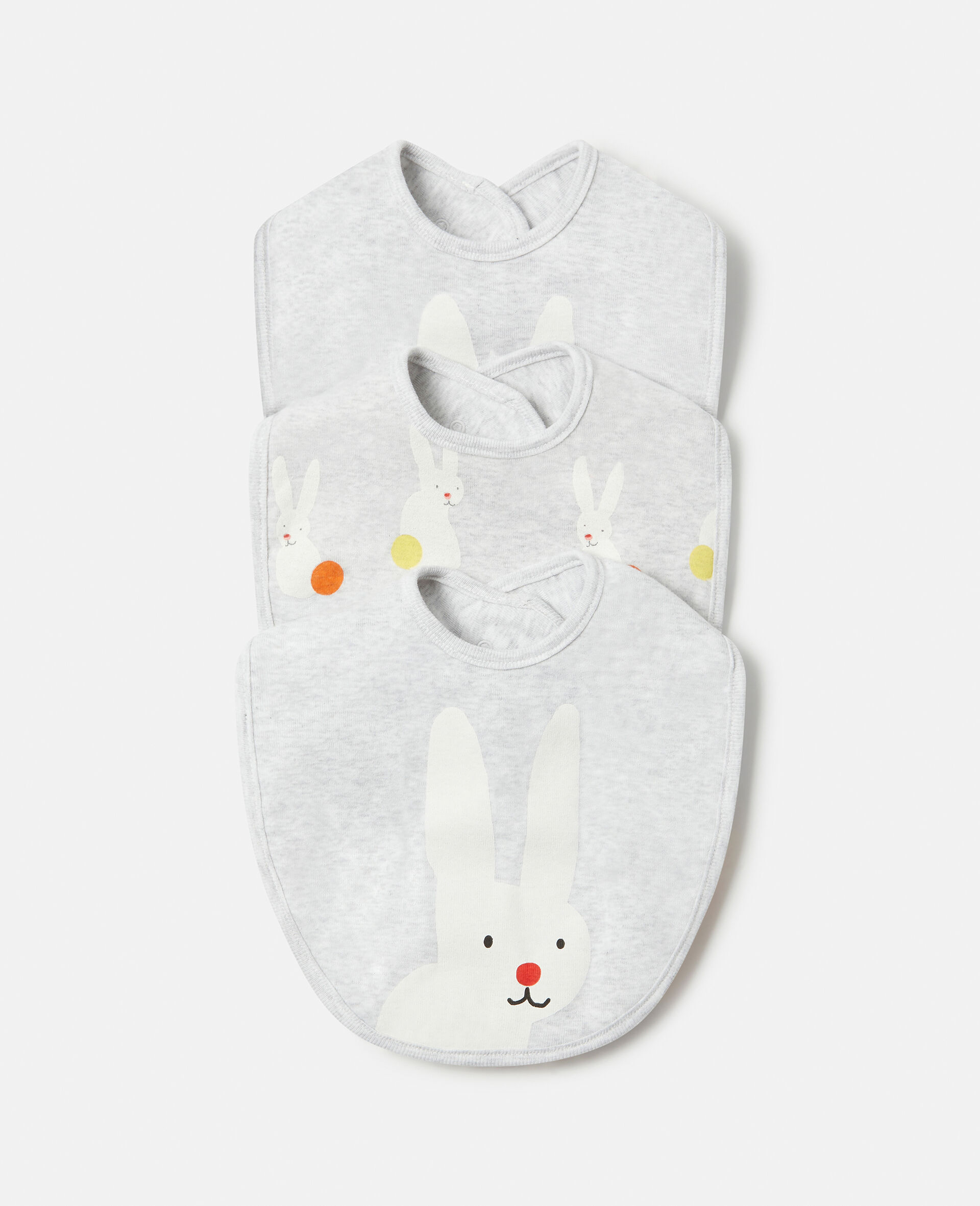 Bunny Print Bibs Set-Grey-large image number 0