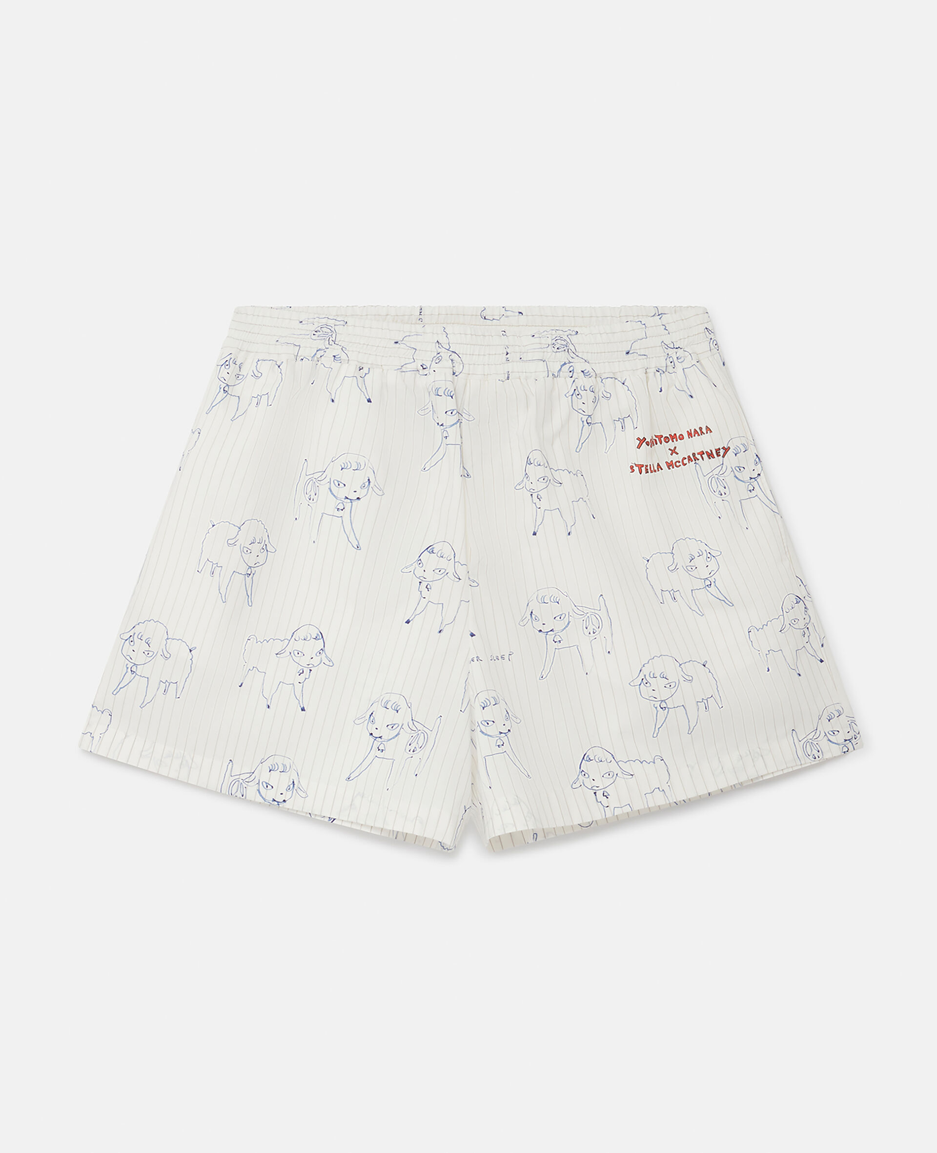 Sheep Can Never Sleep Print Shorts-White-large image number 0