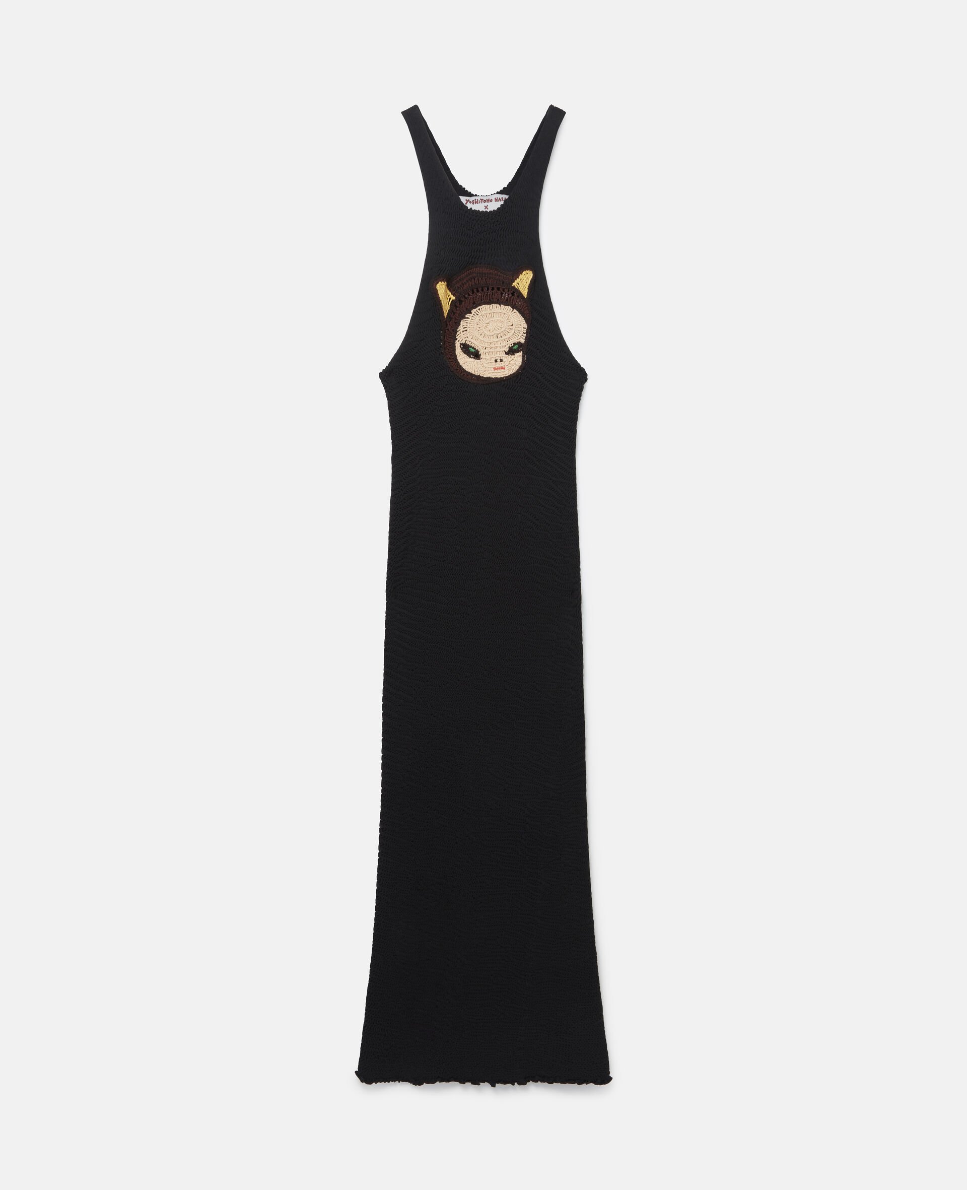 Upset Kitty Crochet Patch Racerback Midi Dress-Black-large image number 0