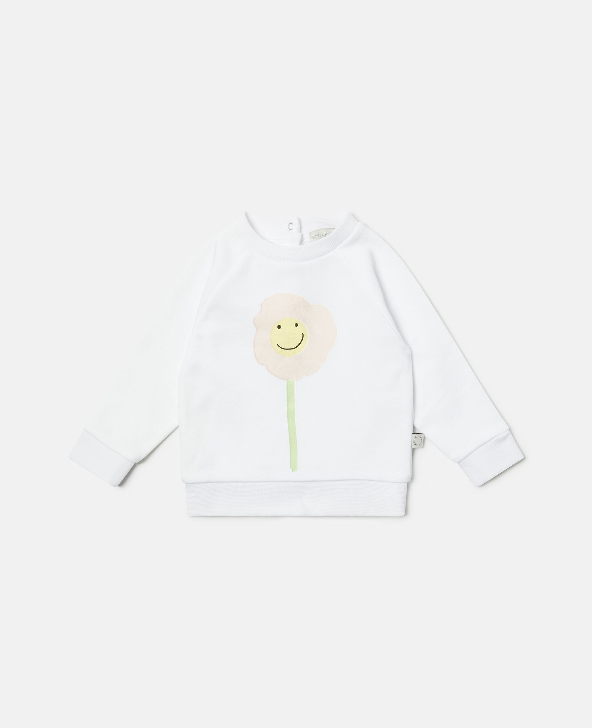 Smiley Flower Motif Sweatshirt-White-large image number 0