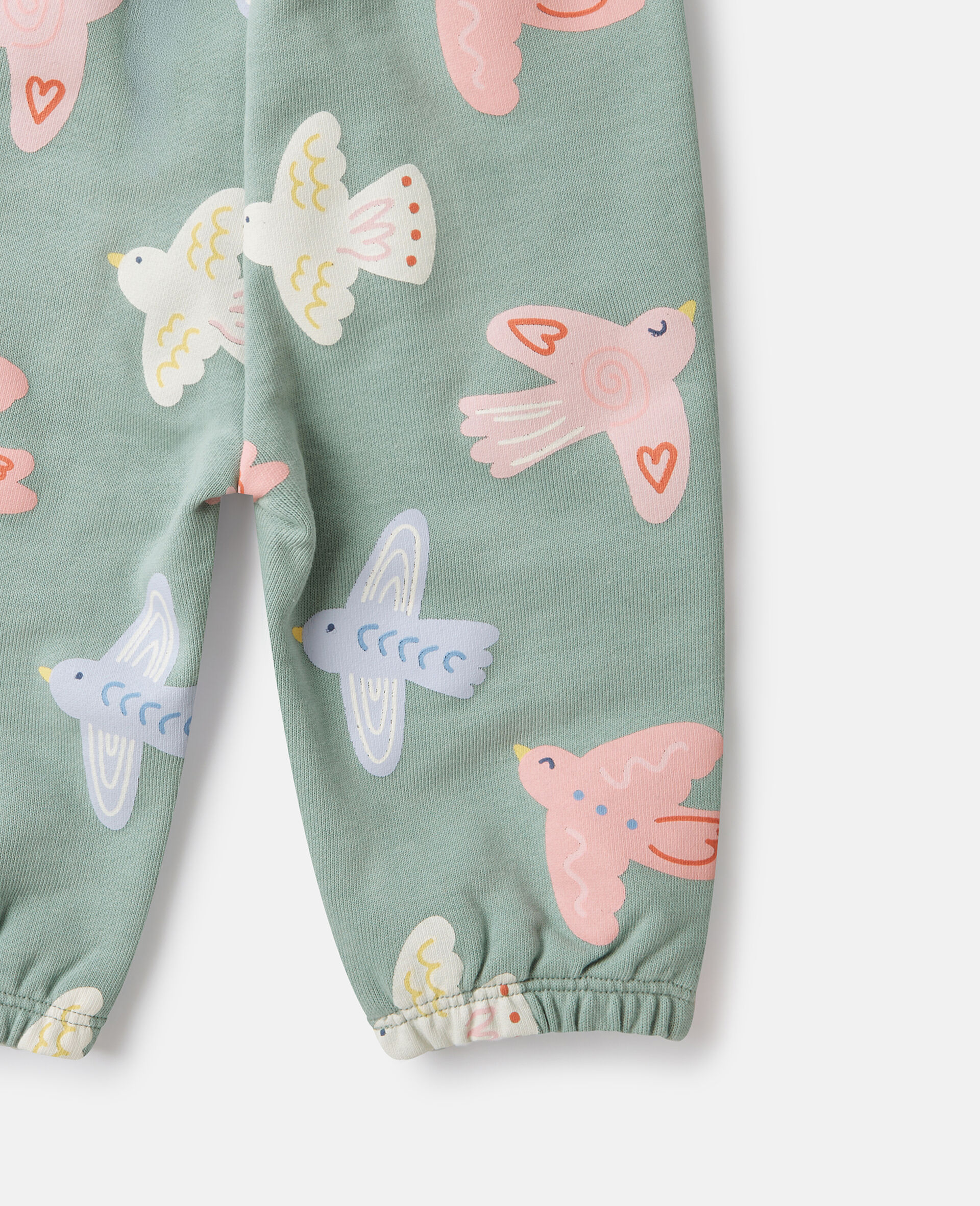 Dove Print Drawstring Sweatpants-Grey-large image number 3