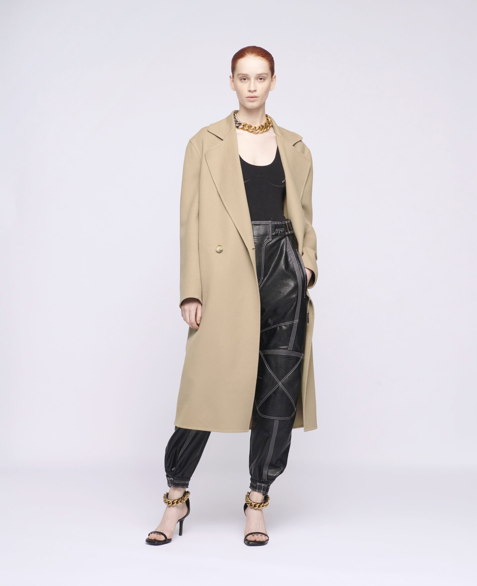 Double-Breasted Wool Coat-Brown-large image number 1