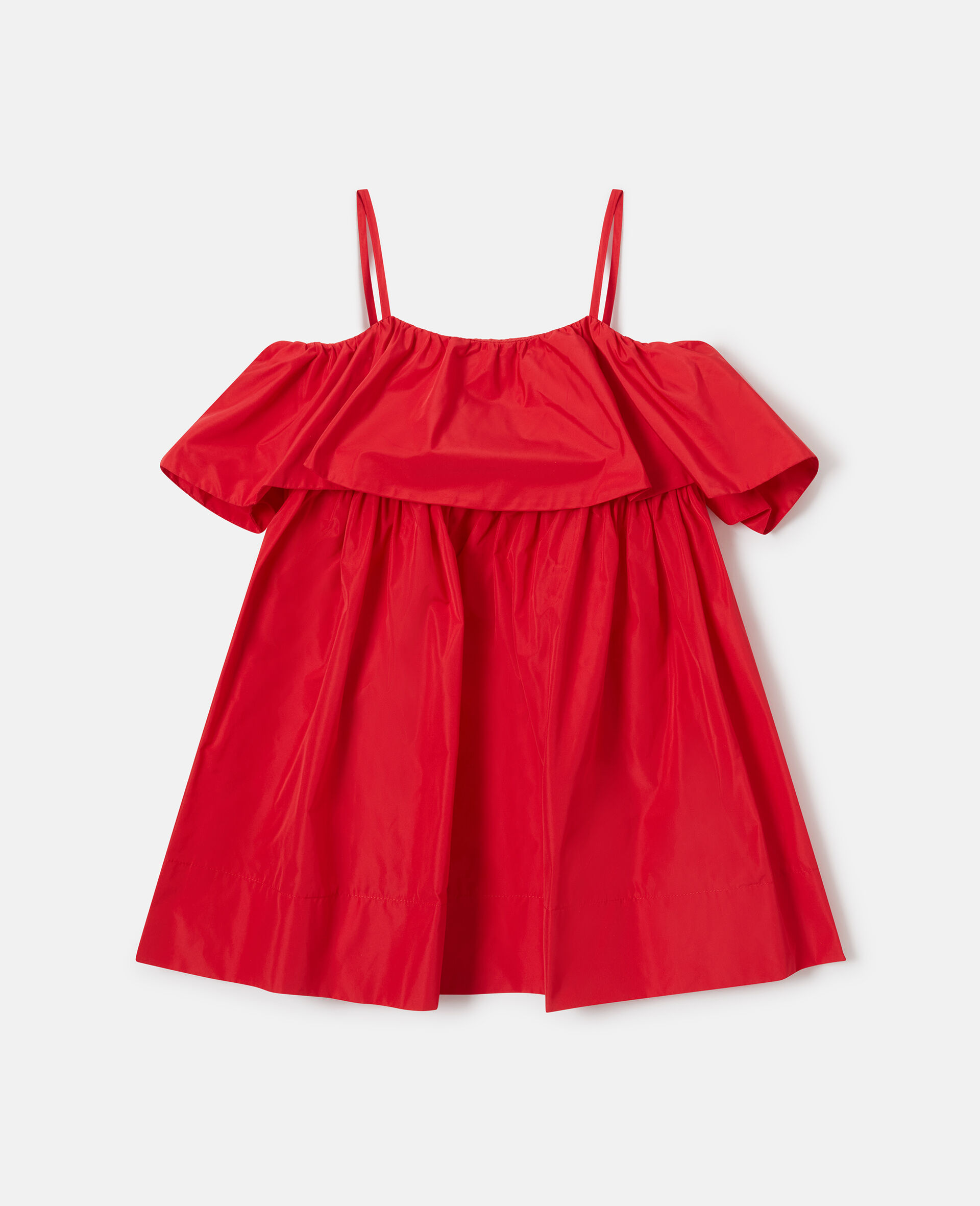 Off Shoulder Ruffle Dress-Red-medium