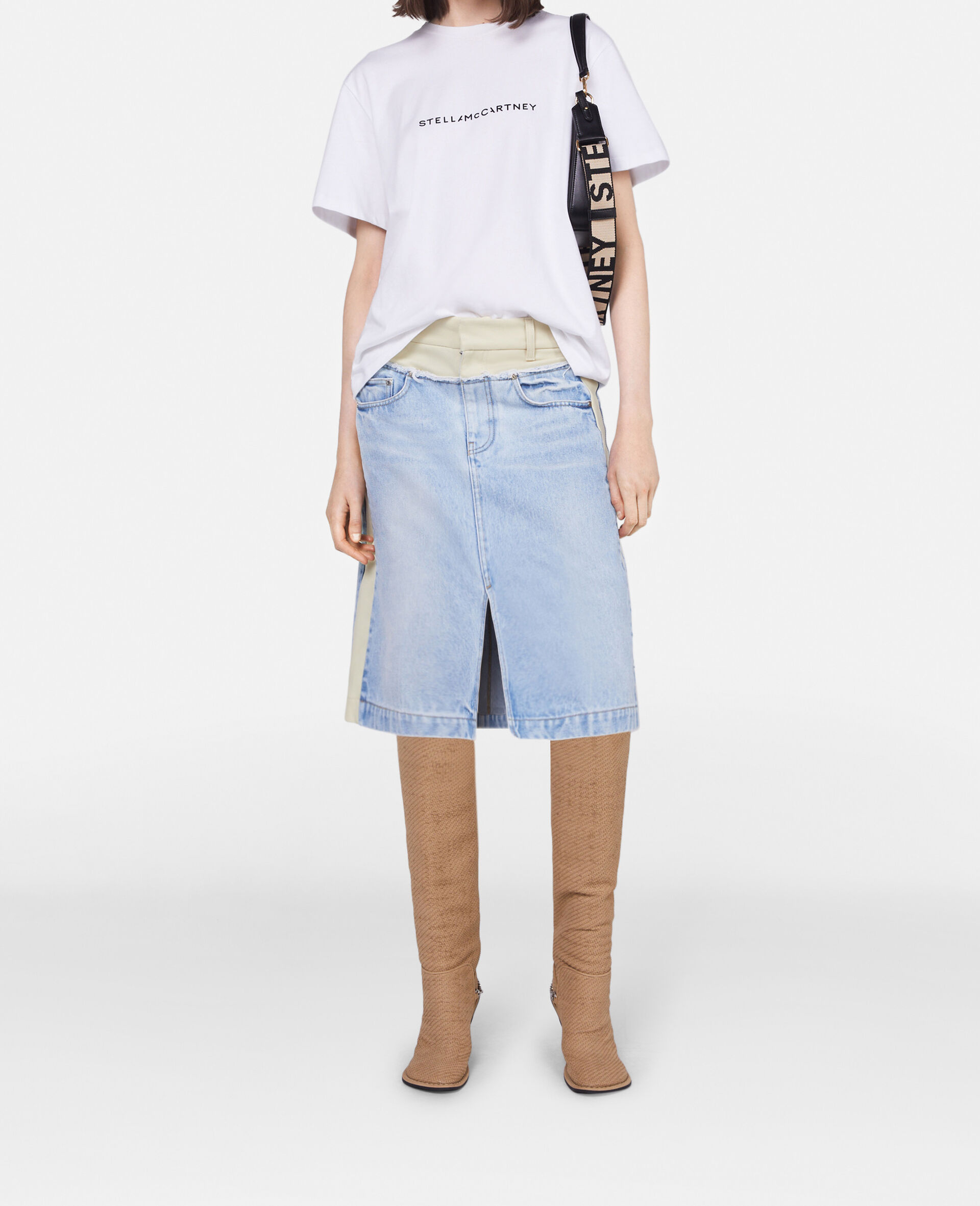 Logo Oversized Cotton T-Shirt-White-model