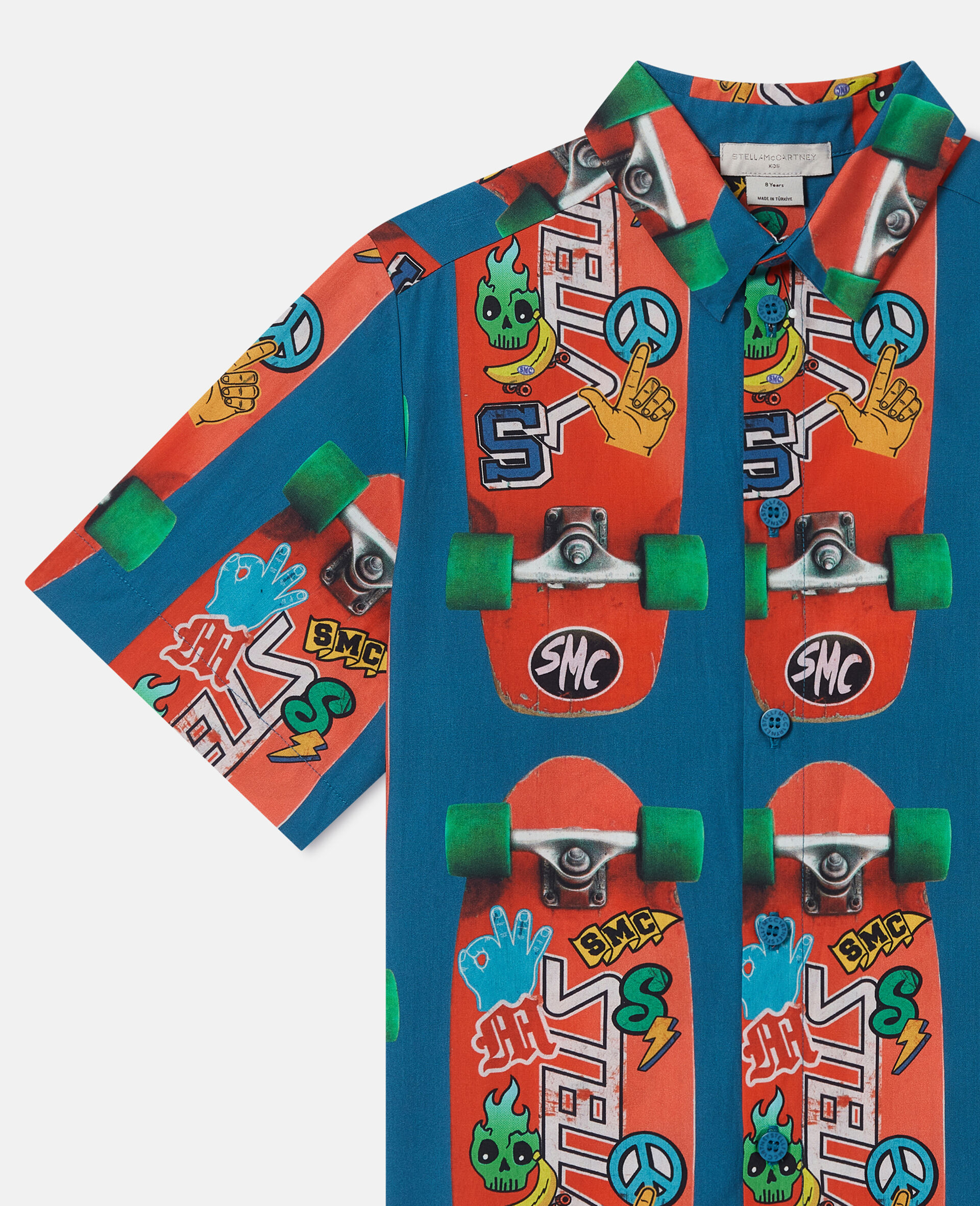 Skateboard Print Short Sleeve Shirt-Red-large image number 1