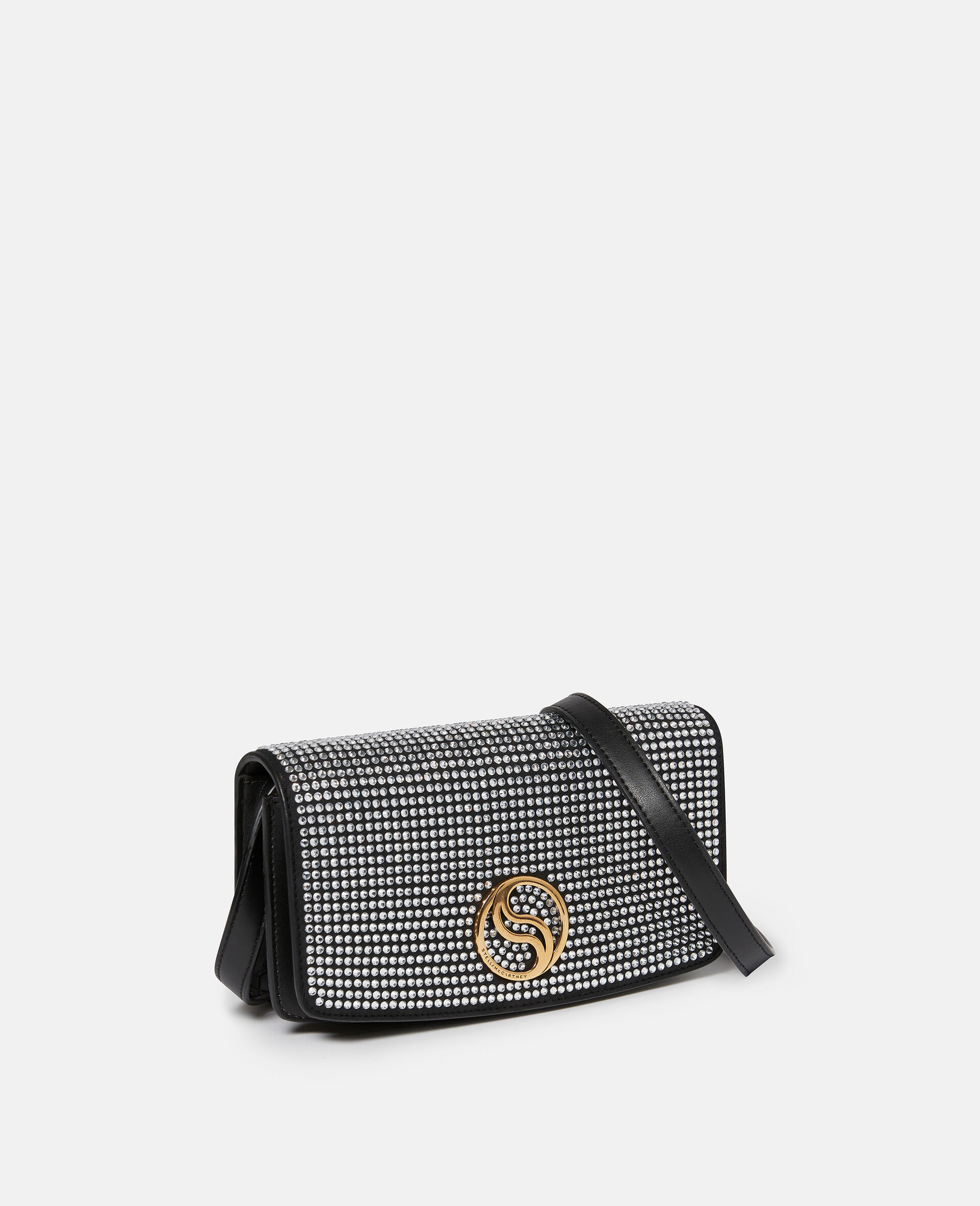 S-Wave Crystal Strass Wallet on Strap-Black-large image number 2
