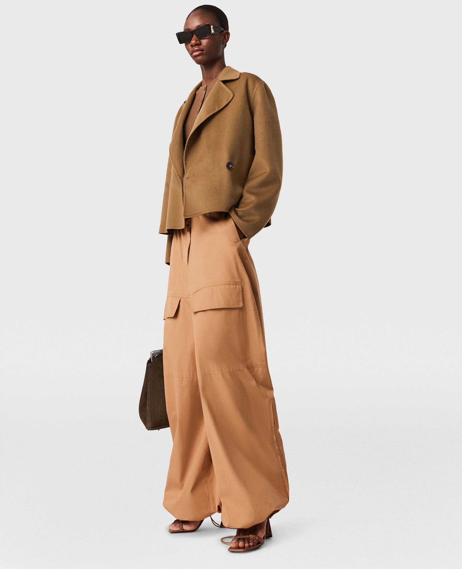 阔腿工装长裤-棕色-large image number 5