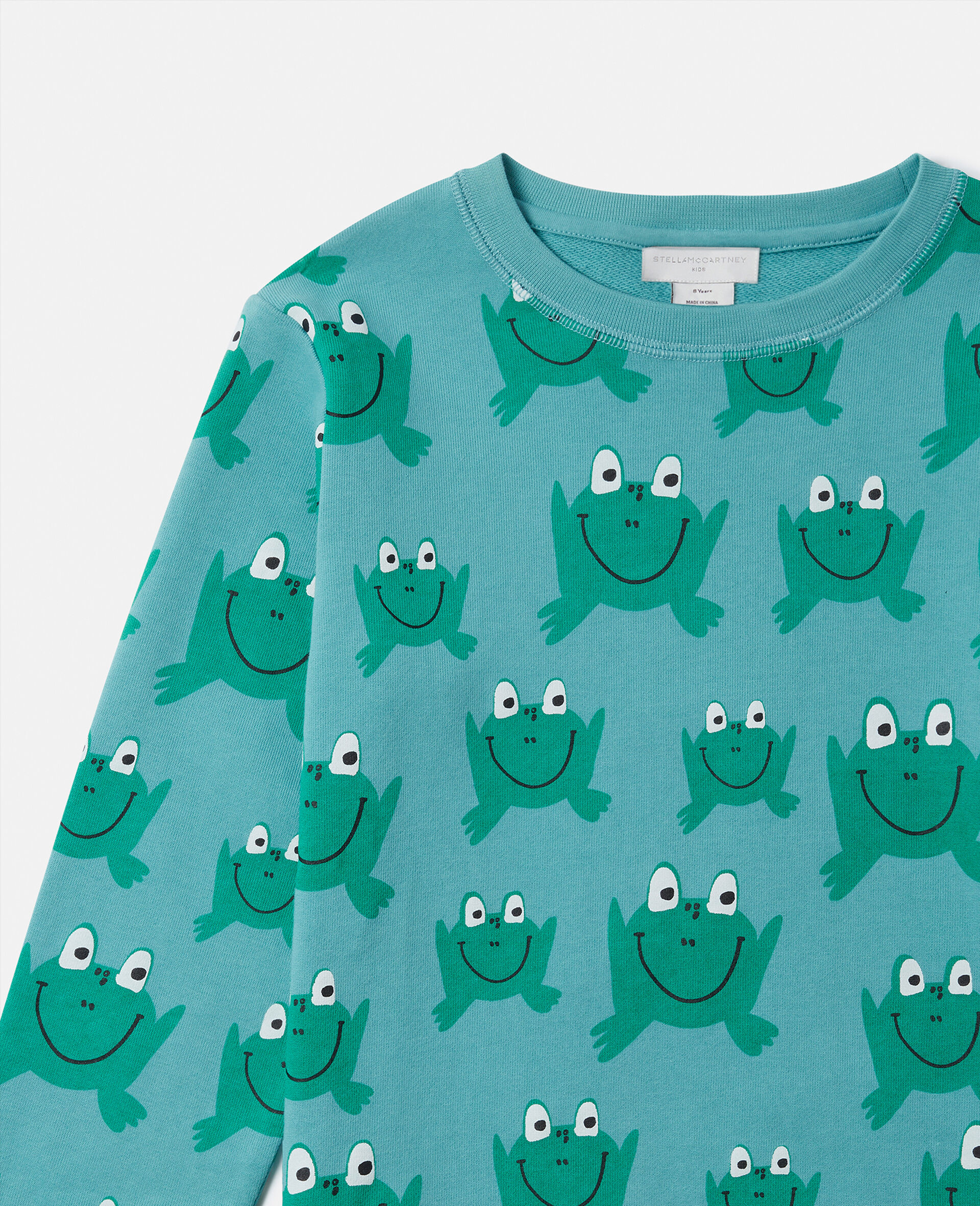 Frog Print Crewneck Sweatshirt-Blue-large Frog Print Crewneck Sweatshirt-Blue-large image number 1