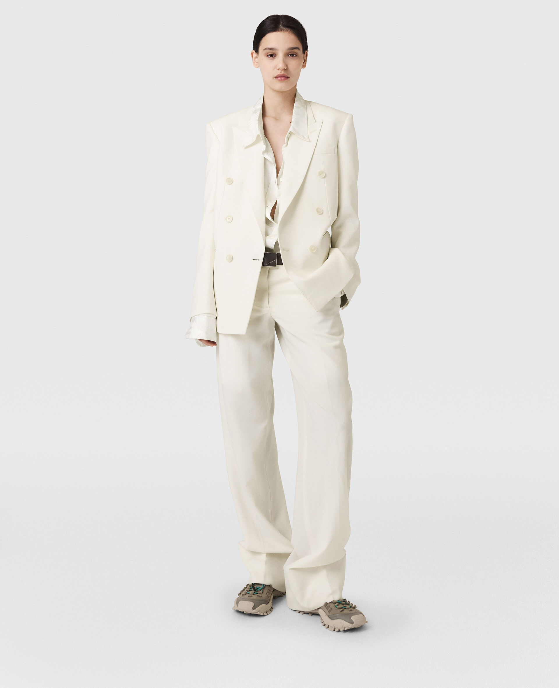 Pleated Straight-Leg Trousers-Blue-large image number 5