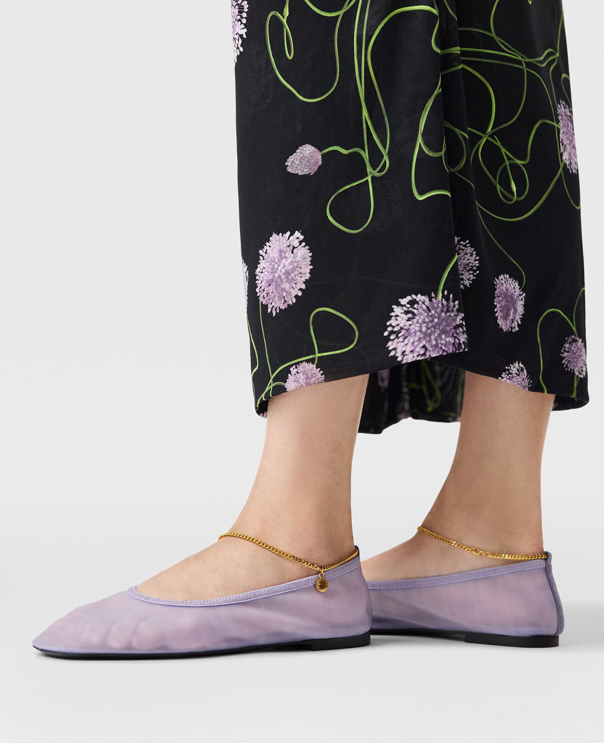 Chain-Detail Stretch Ballerina Flats-Purple-medium