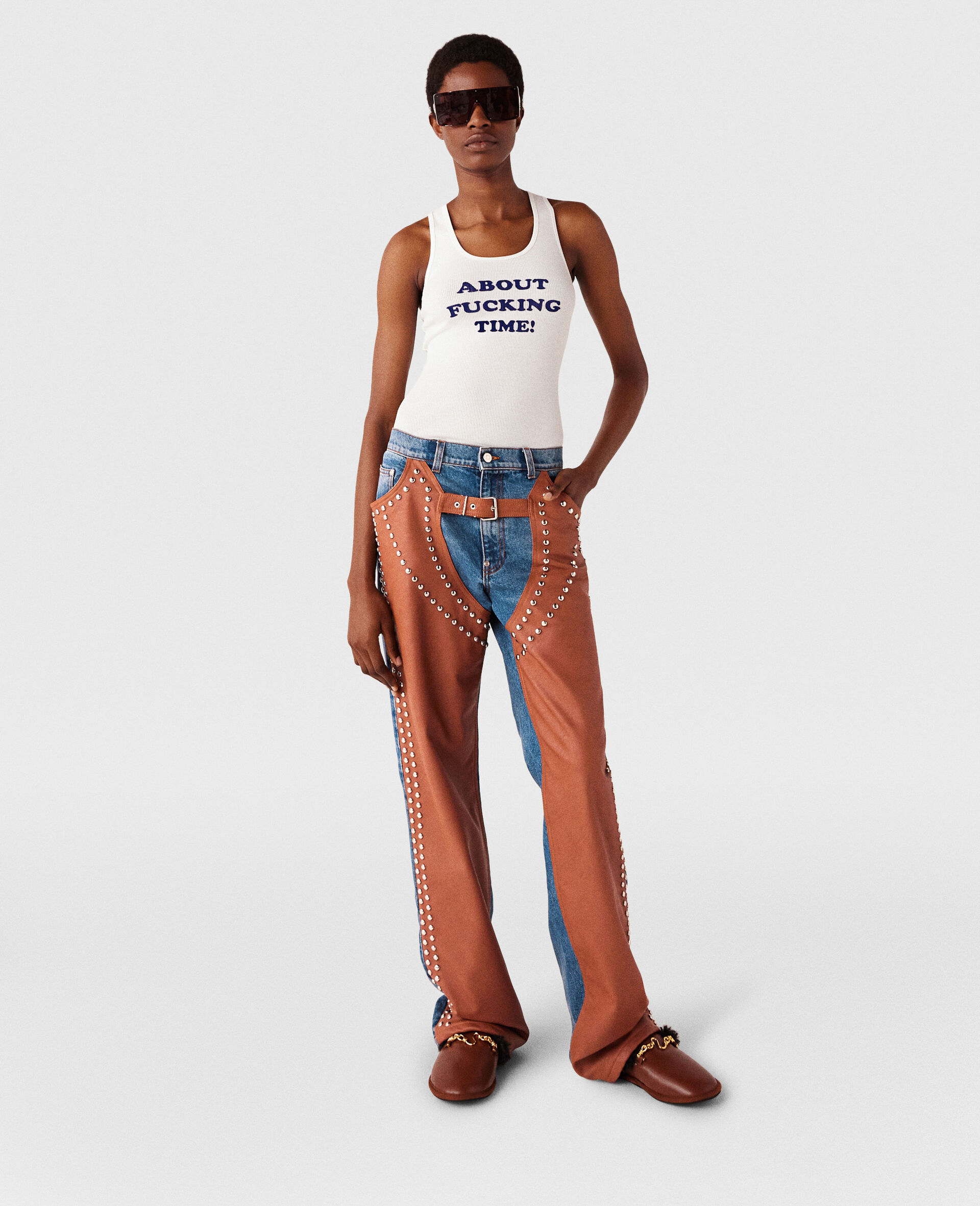 About Fucking Time Tank Top-White-large image number 3