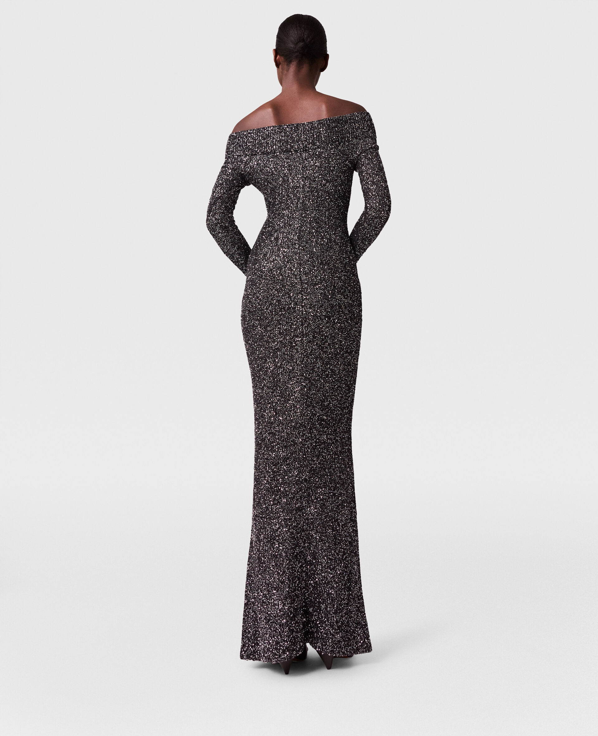 Sequin Off-Shoulder Floor-Length Dress-Black-large Sequin Off-Shoulder Floor-Length Dress-Black-large image number 3