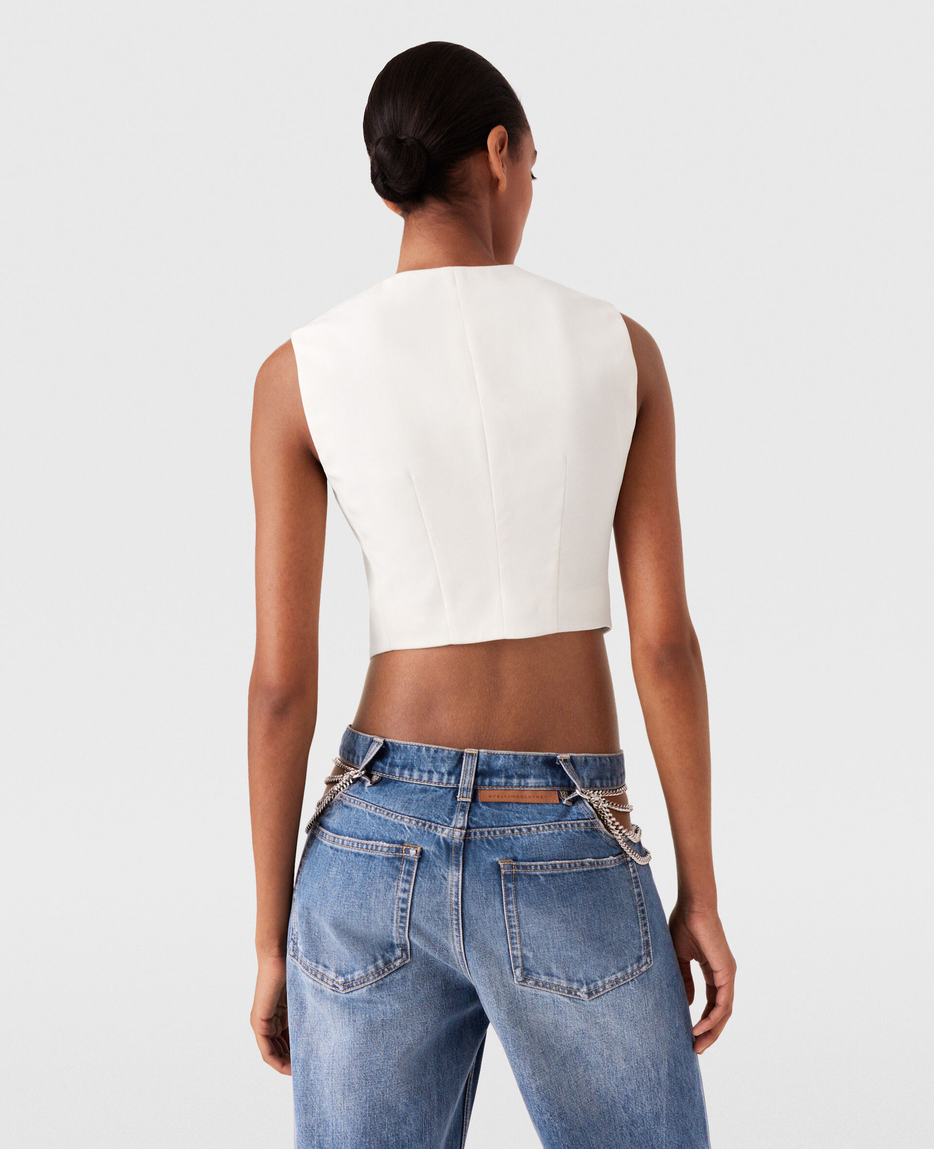 Gilet ajuste court en laine-Cream-large image number 3