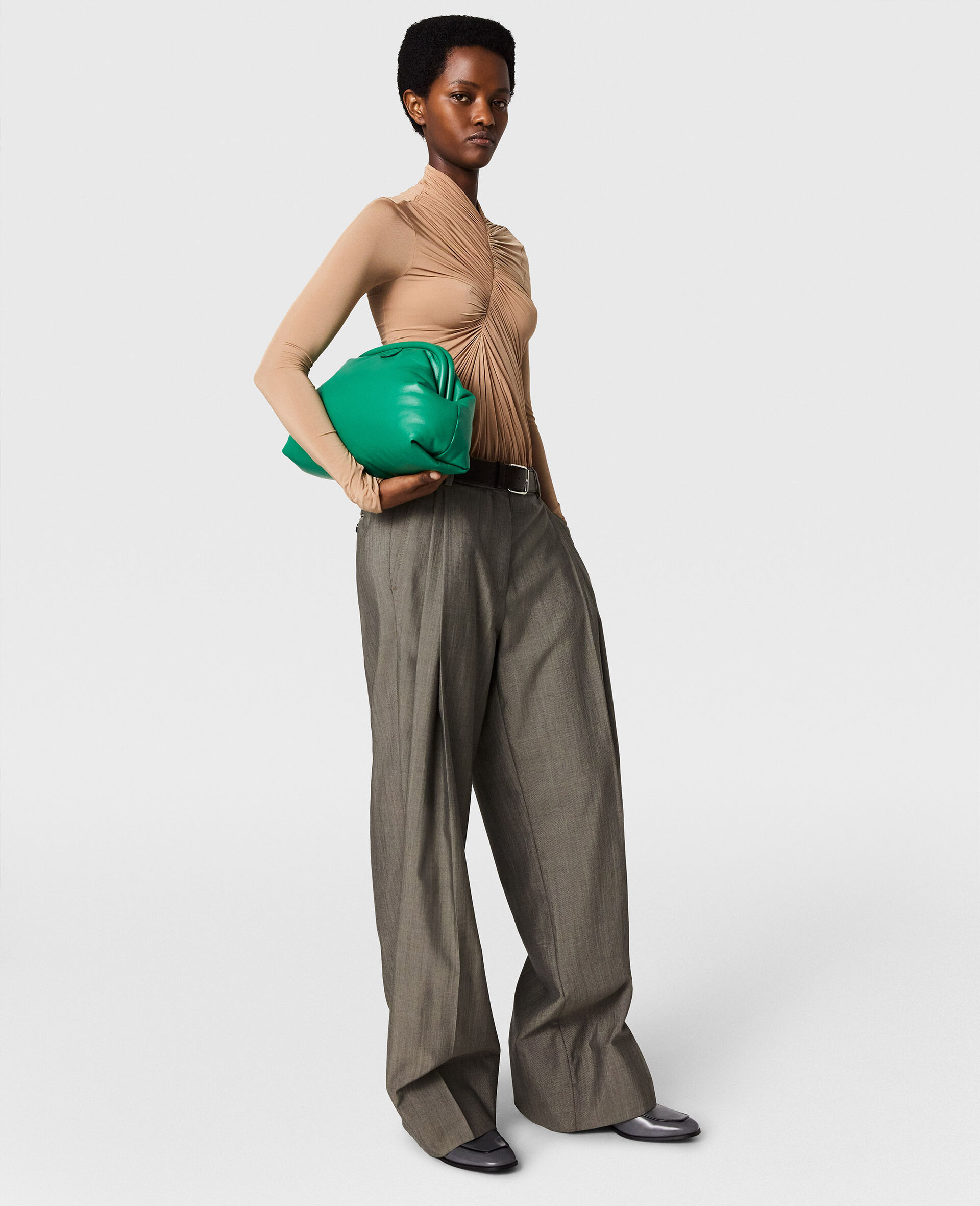 Crepe Jersey Draped Bodysuit-Black-large image number 4