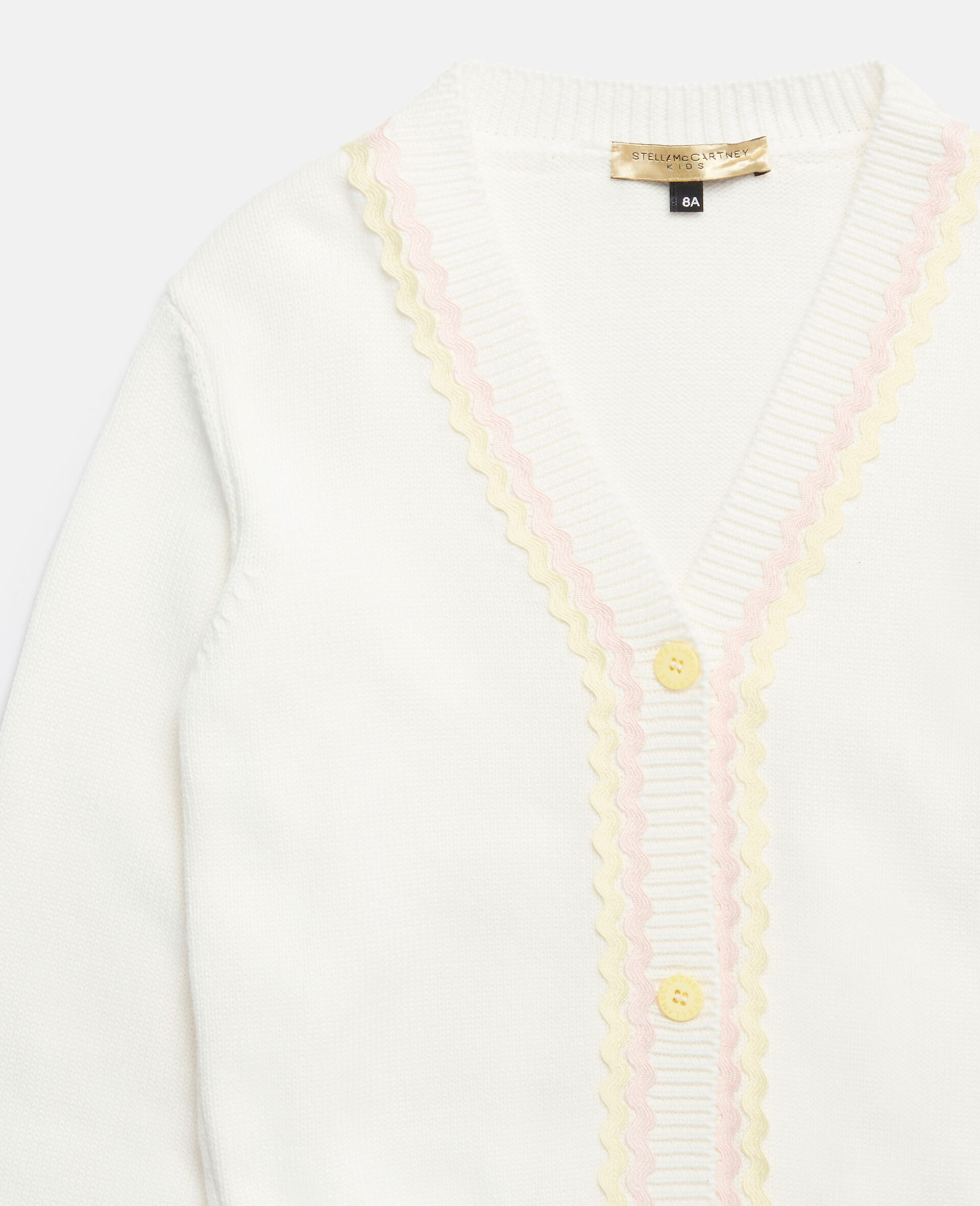 Squiggle Line Embroidery Cardigan-White-large image number 1