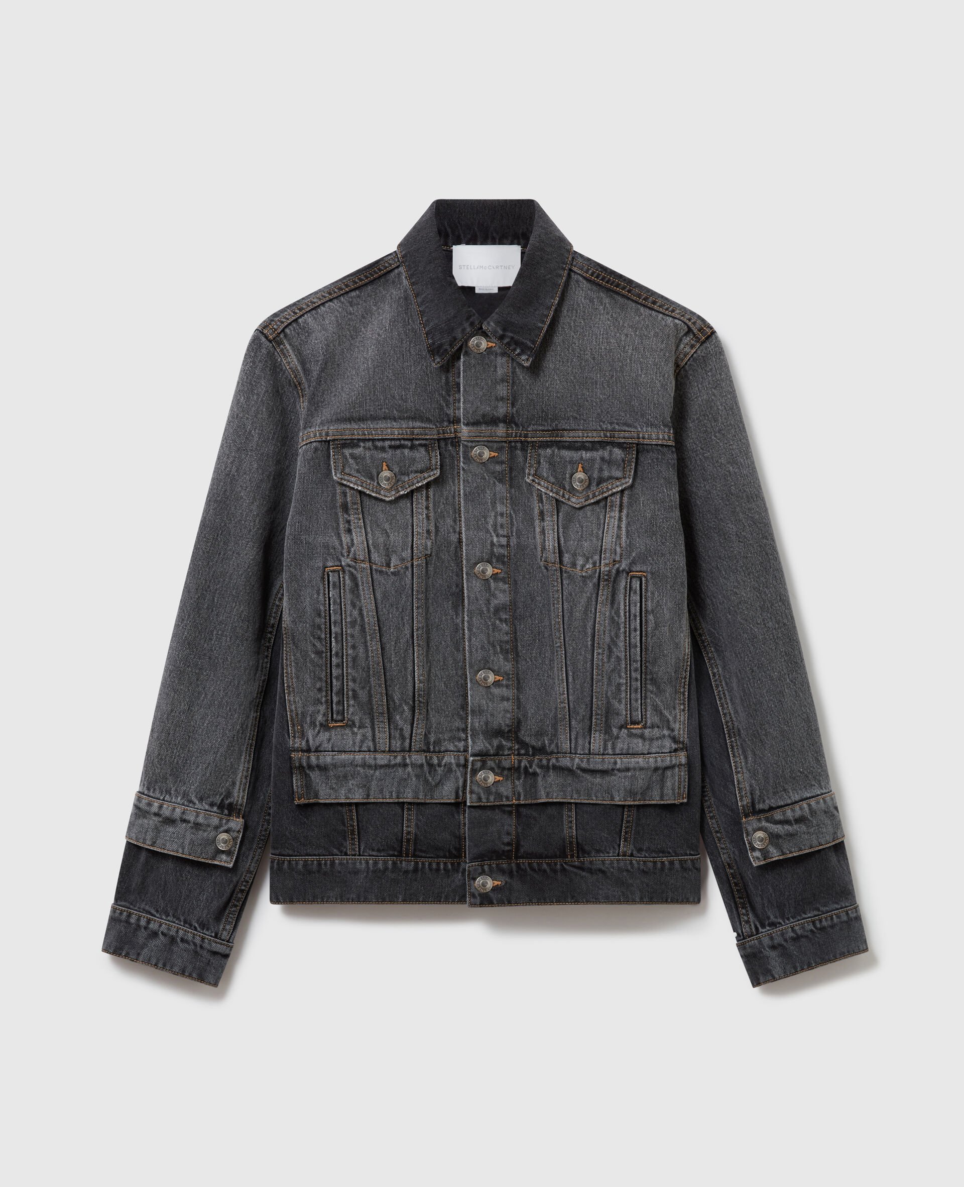 Denim Jacke mit tonalen Einsätzen-Schwarz-large image number 0