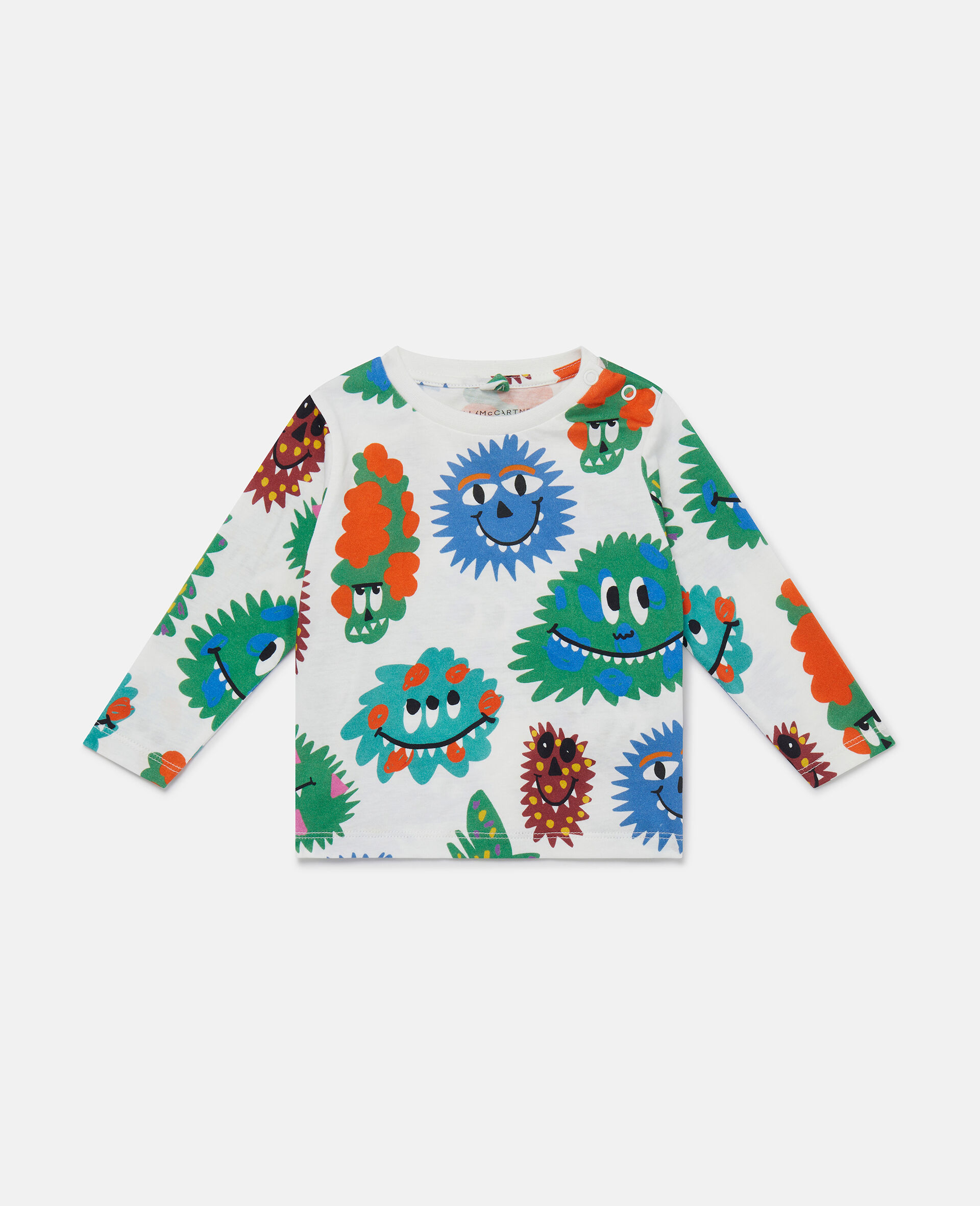 Monster Print Long Sleeve T-Shirt-Blue-large image number 0