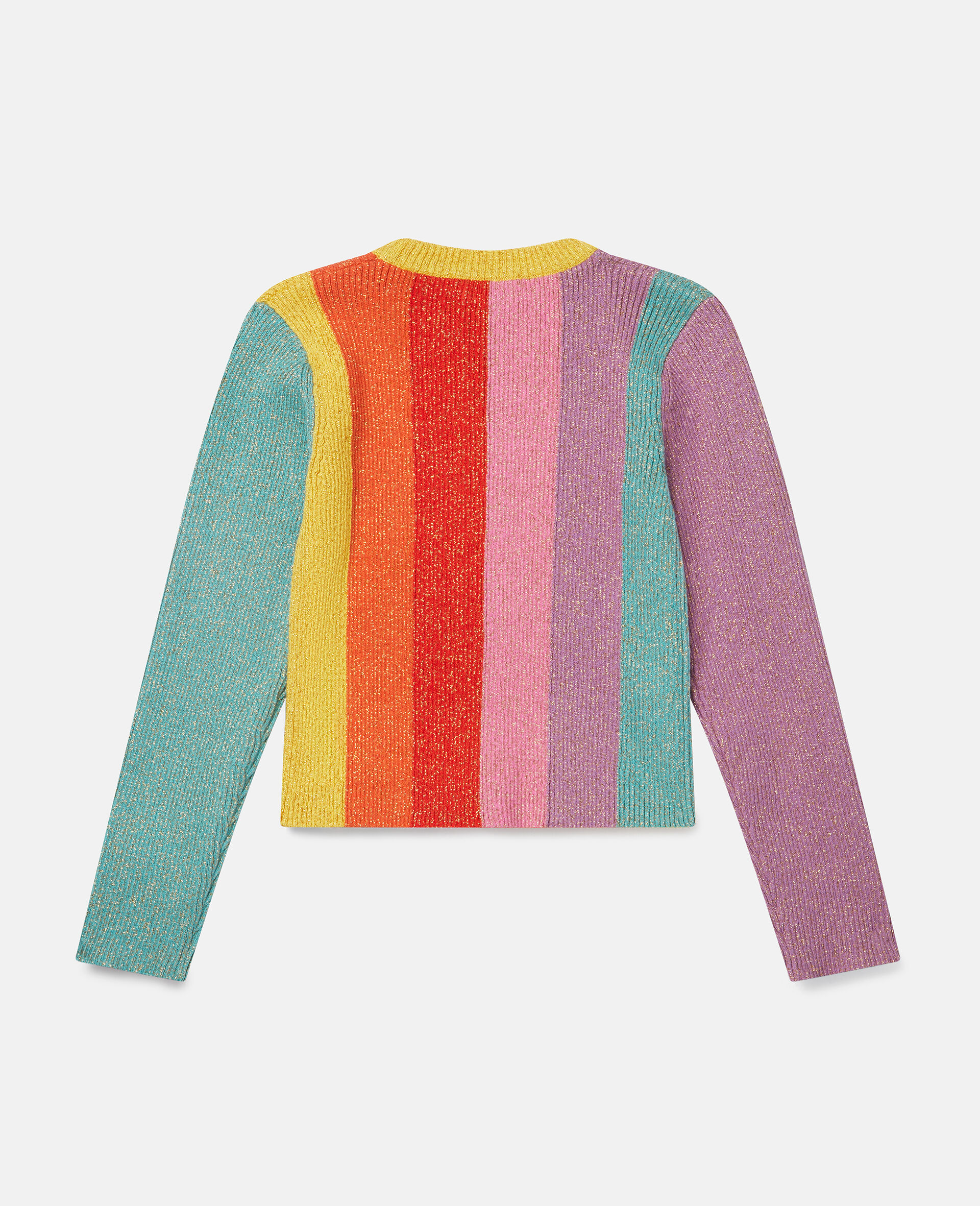 Rainbow Striped Glitter Knit Jumper-Multicolour-large image number 2