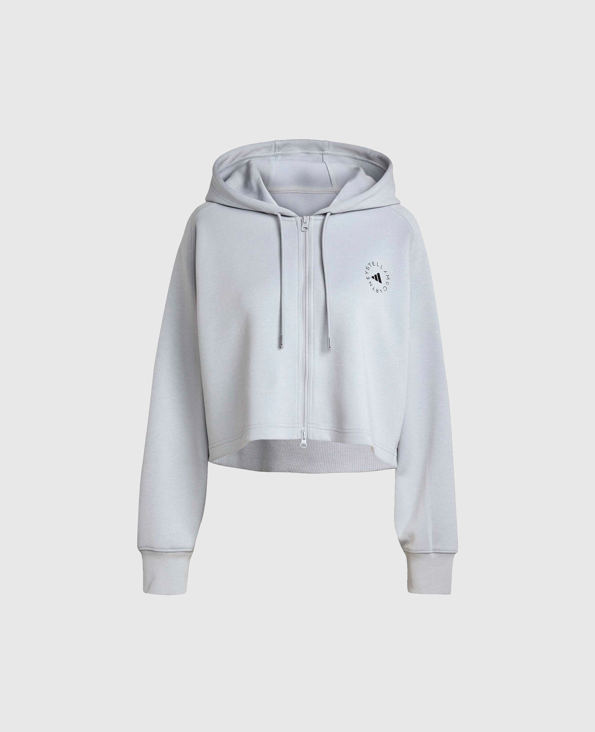 Logo Cropped Hoodie-Grey-medium
