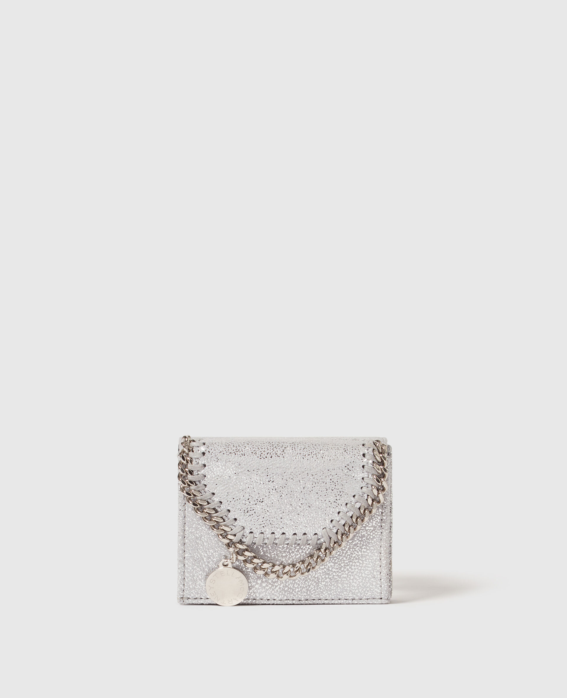Portefeuille a trois volets metallise Falabella-Silver-medium