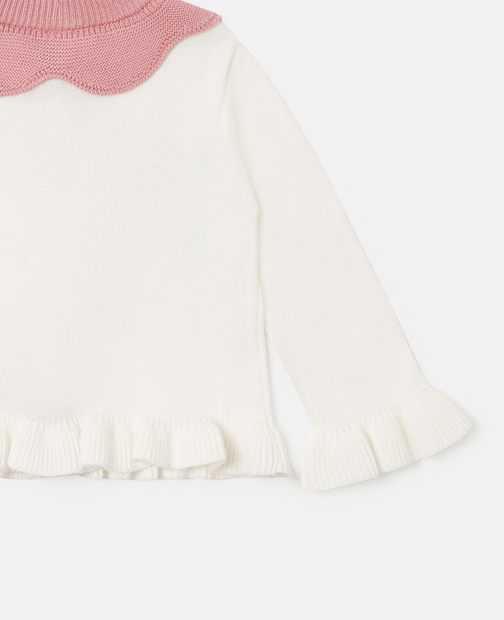 Cardigan all'Uncinetto con Grafica Floreale-Cream-large image number 3