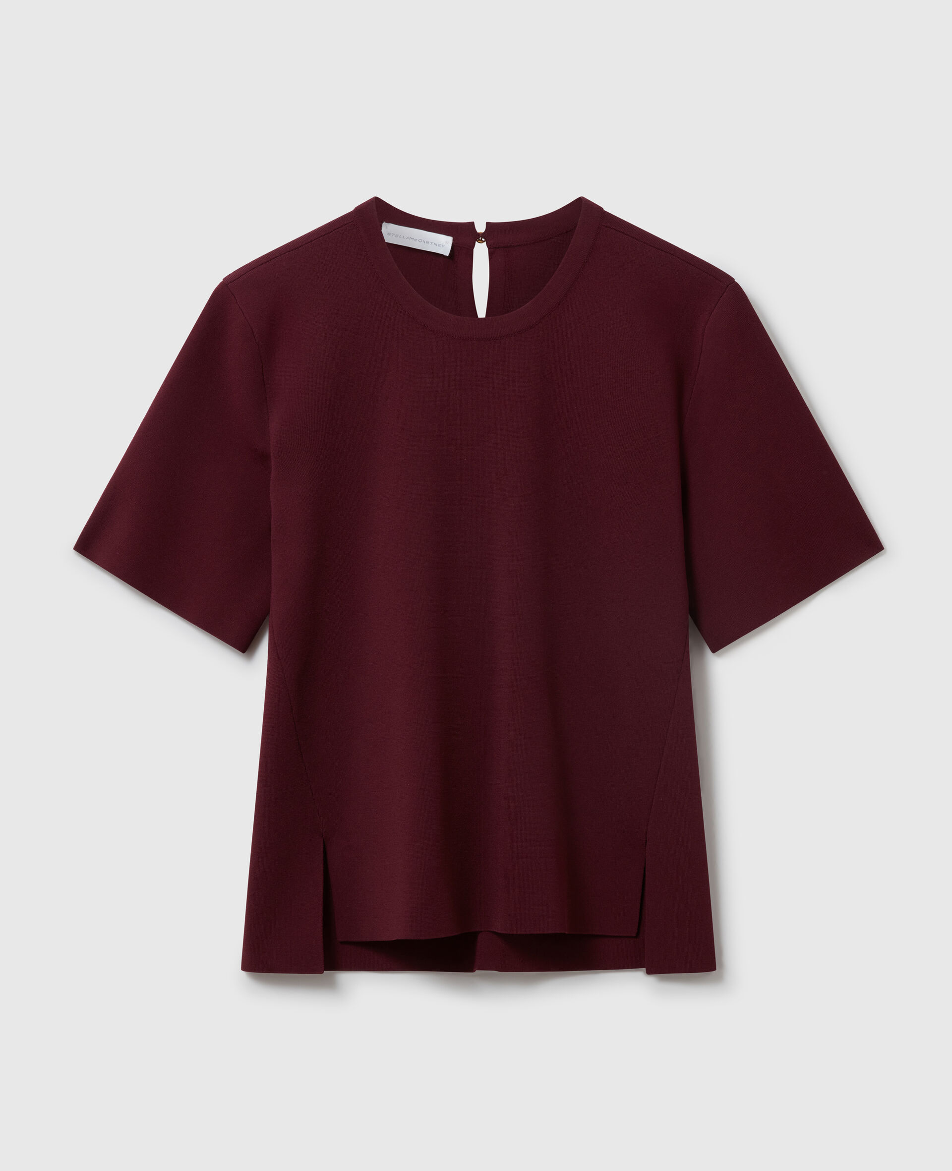 Compact Knit Short-Sleeve T-Shirt-Red-medium