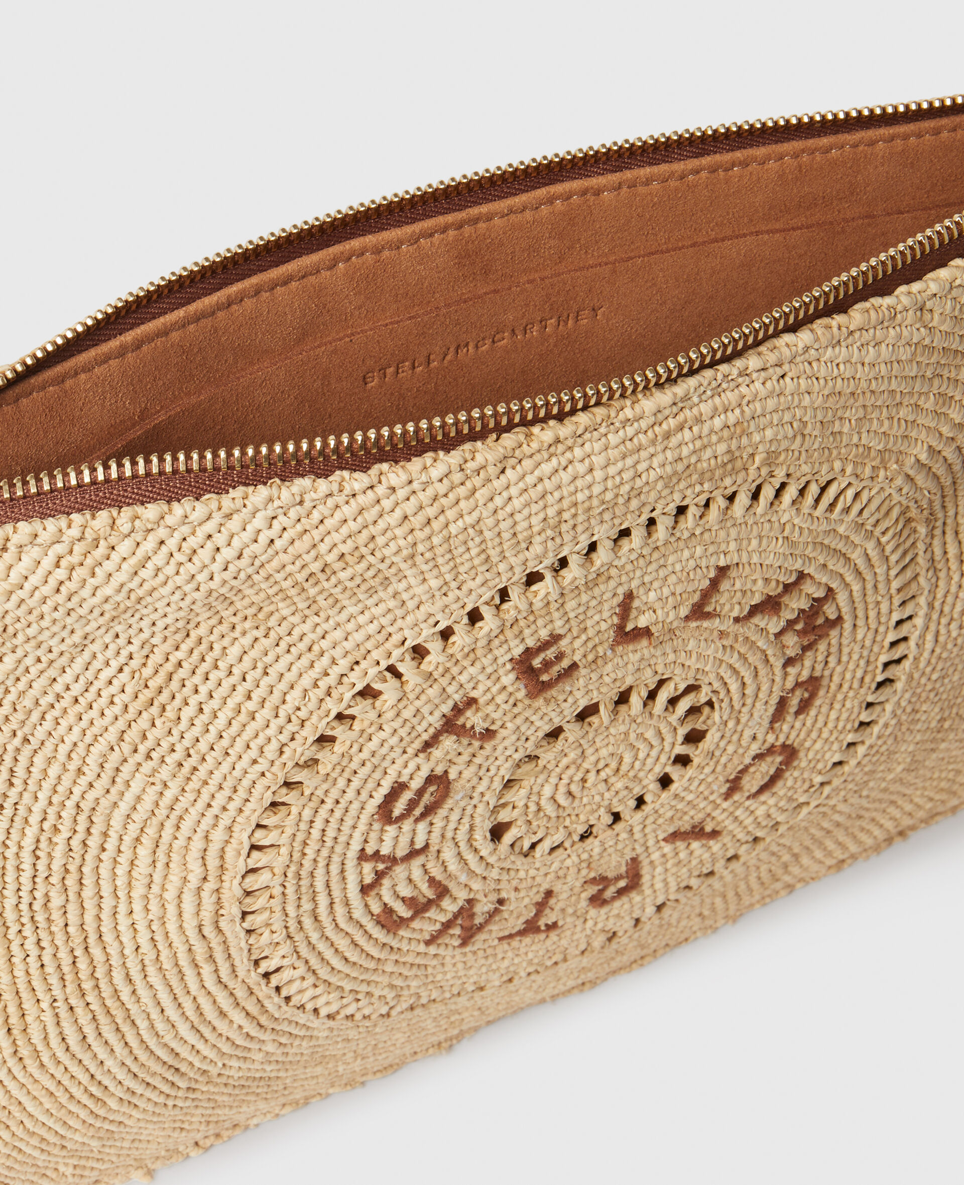 Logo Raffia Clutch Pouch-Beige-large image number 4