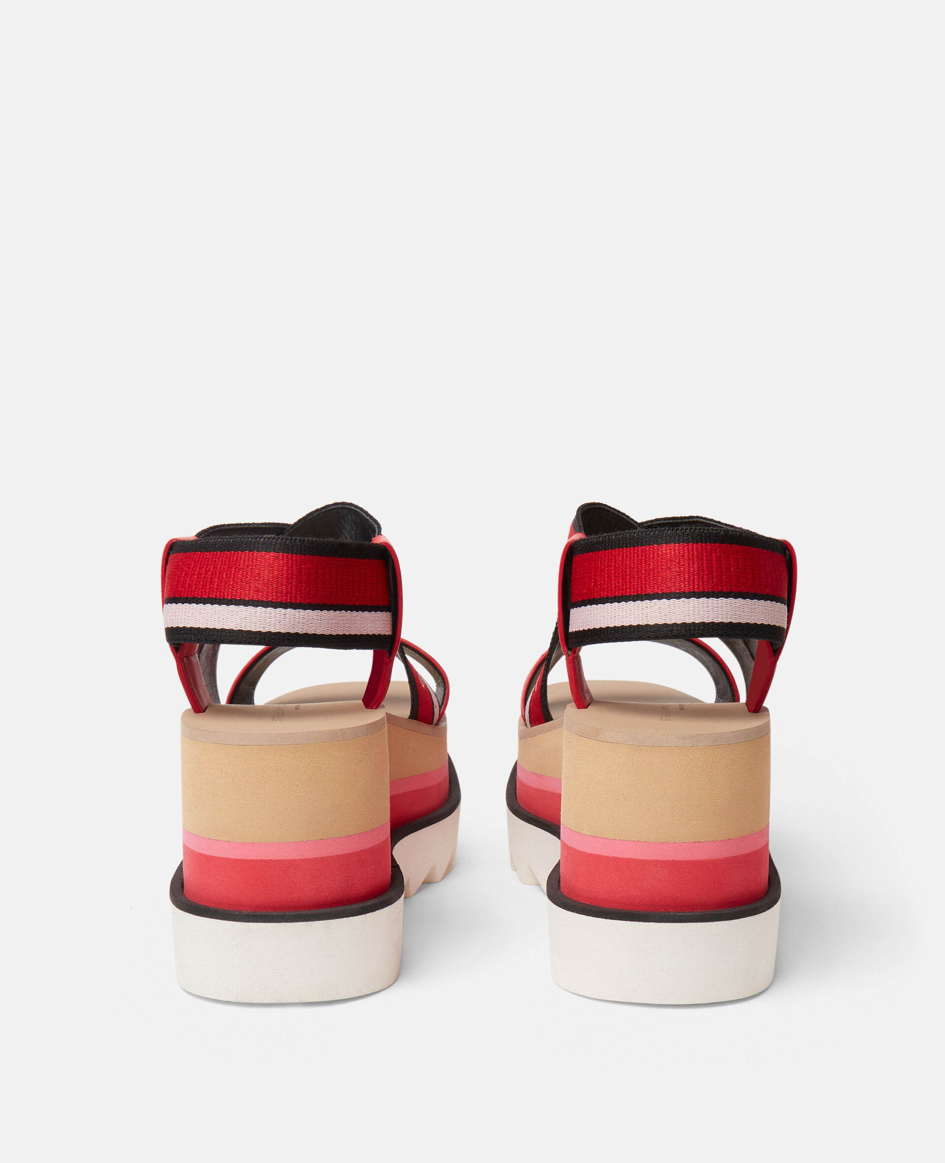 Sneak-Elyse Striped Platform Sandals-Red-large image number 2