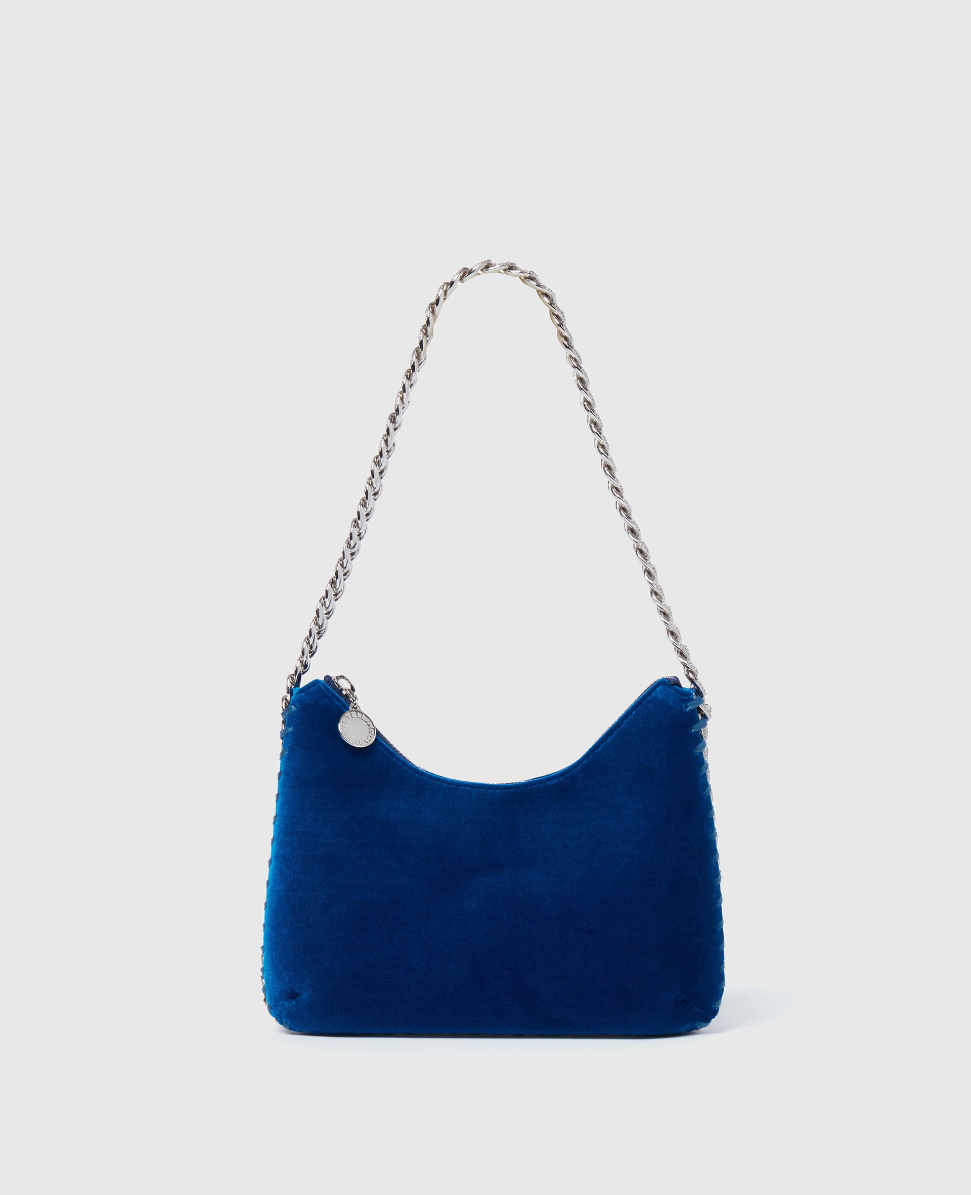 Falabella Lead-Free Crystal Chain Shoulder Bag-Bleu-medium