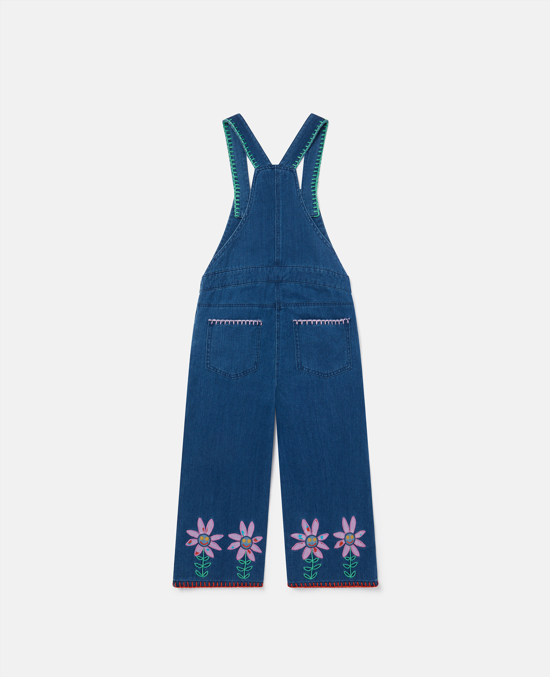 Latzhose mit Smiling Blumenstickerei-Blau-large image number 2