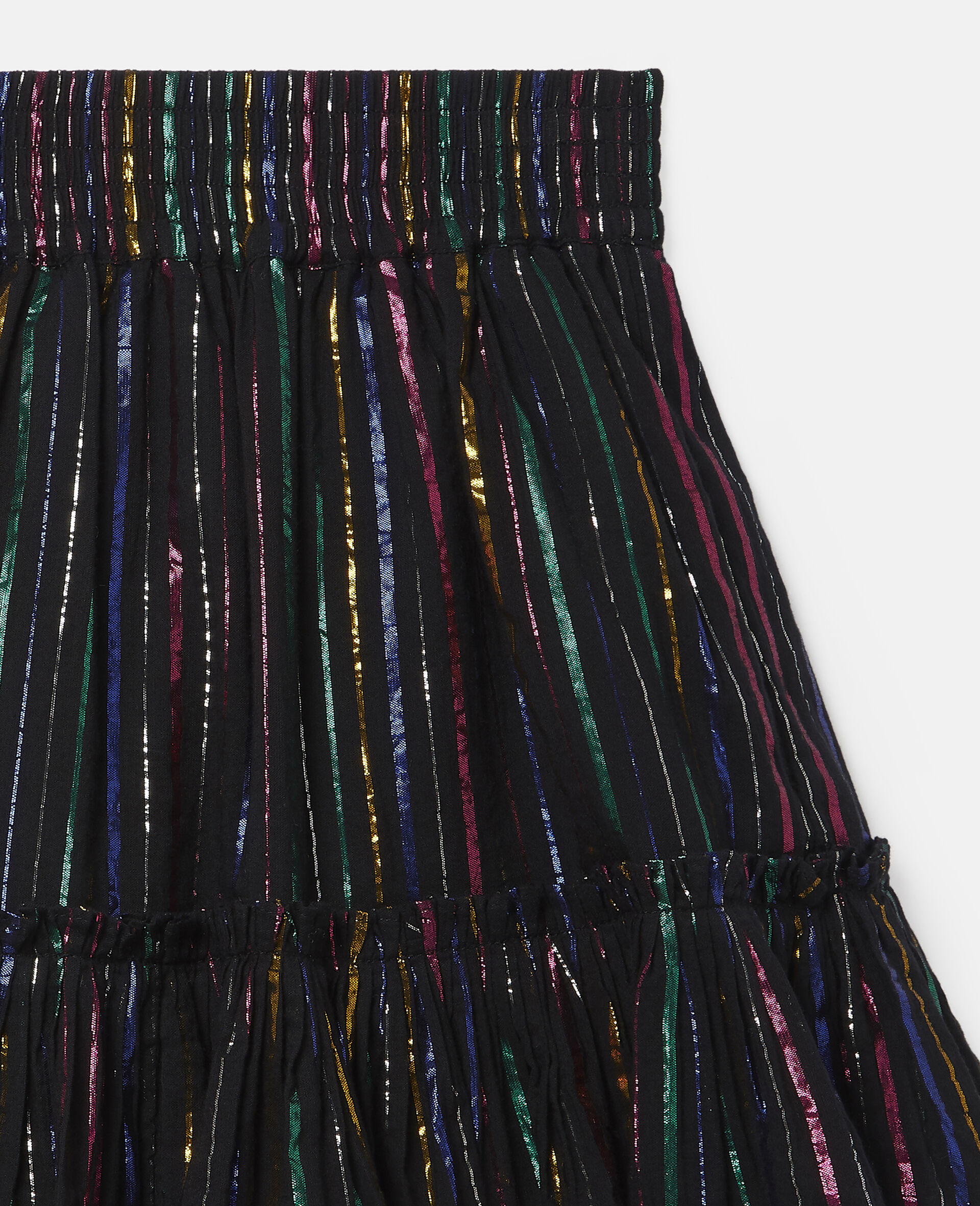Rainbow Lurex Striped Cotton Skirt-Black-large image number 1