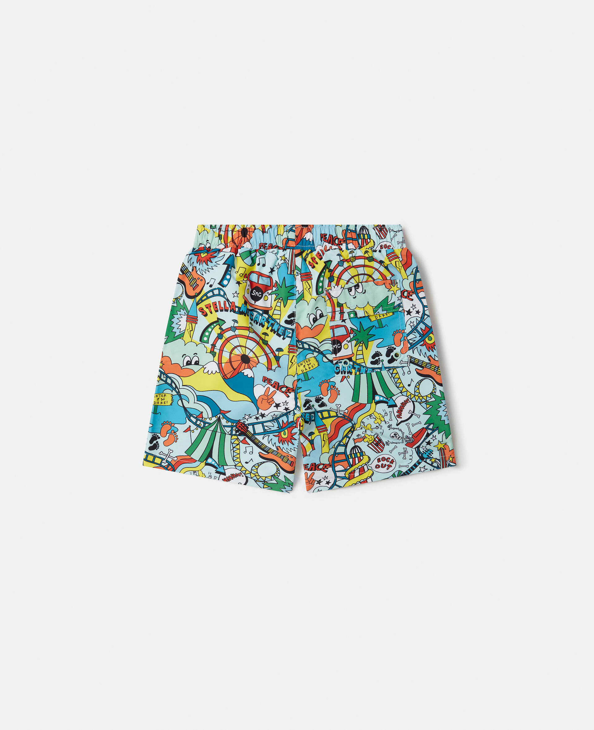 Rollercoaster Print Swim Shorts-Blue-large image number 2