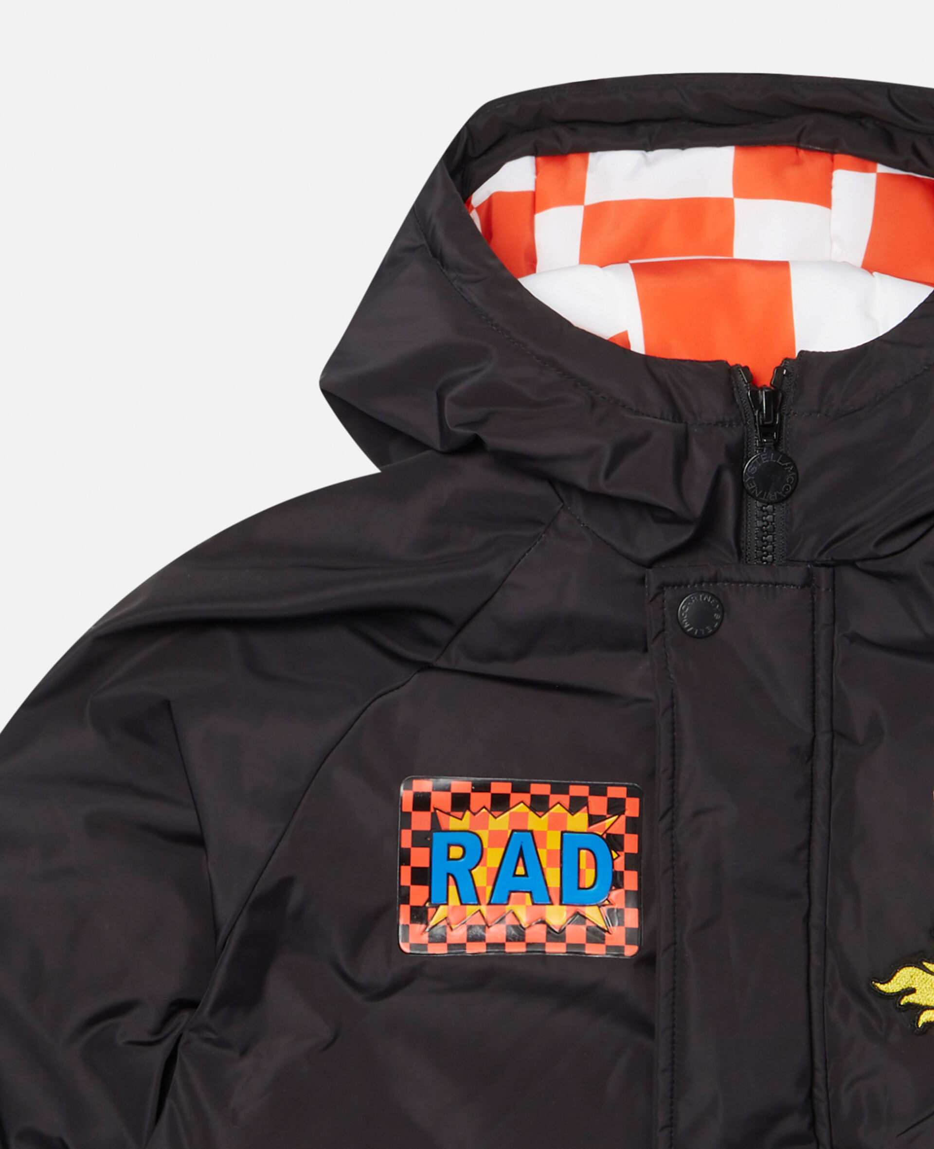 Check Patch Puffer Jacket-Black-large image number 1
