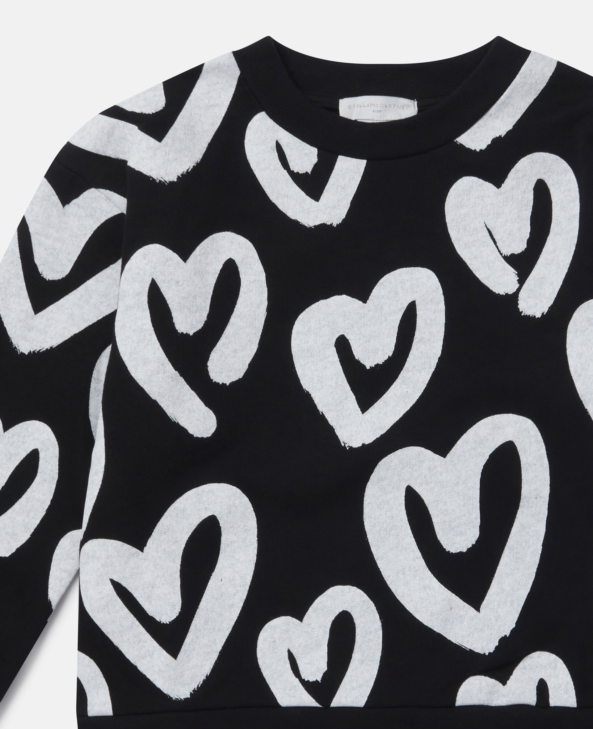 Heart Print Fleece Sweatshirt-Black-large image number 1