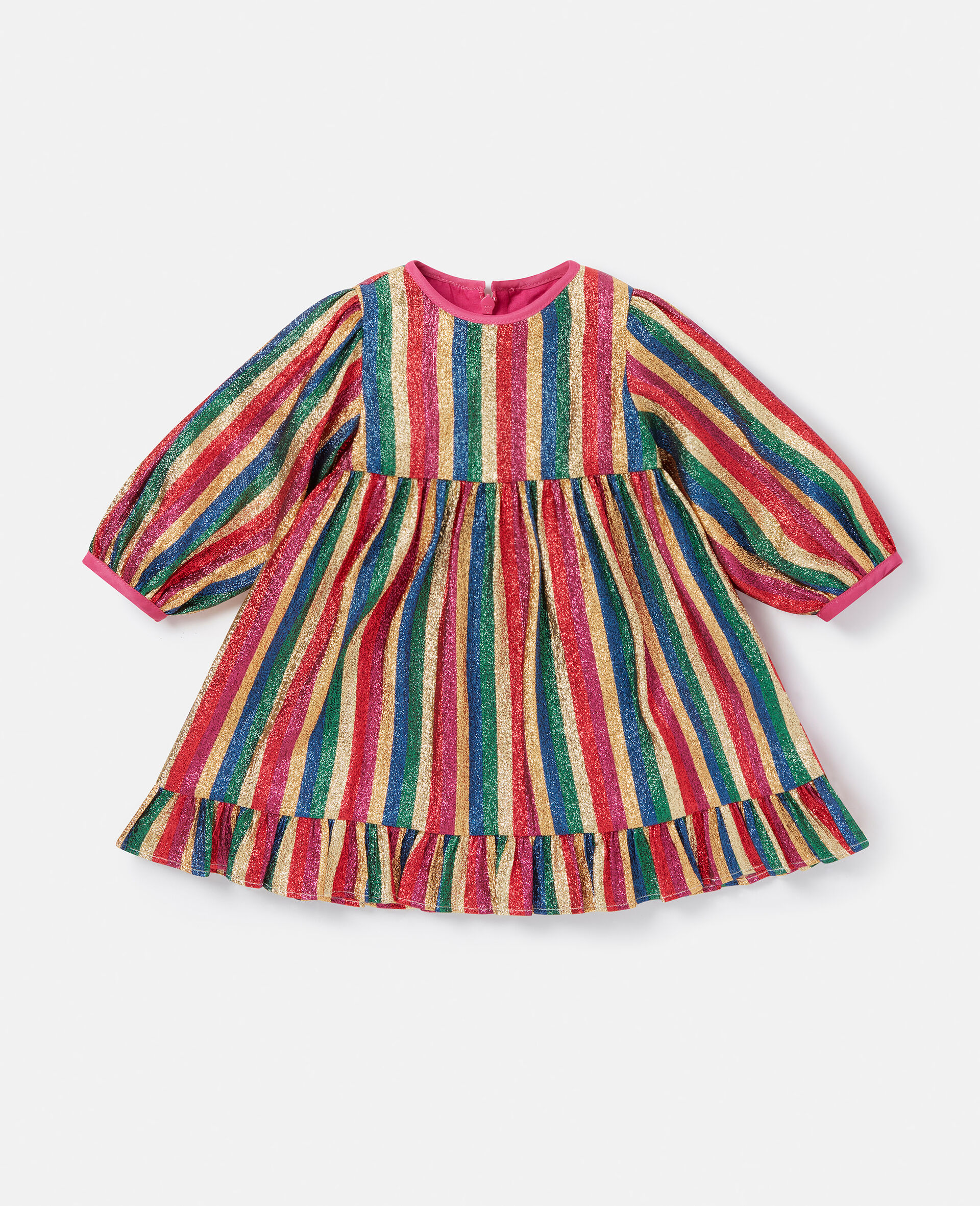 Glitter Rainbow Stripe Dress-Multicolour-large image number 0