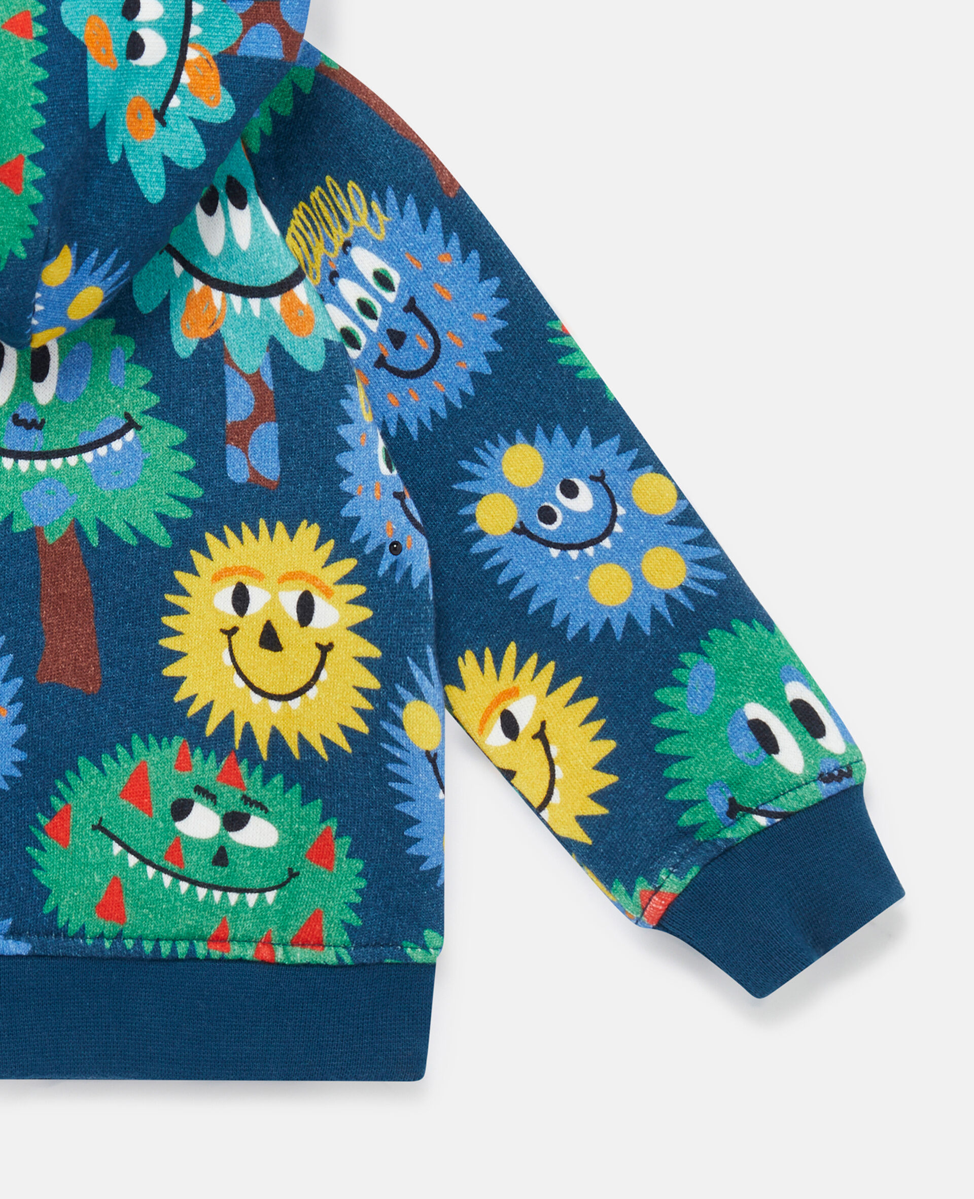 Monster Print Zip Hoodie-Pink-large image number 3