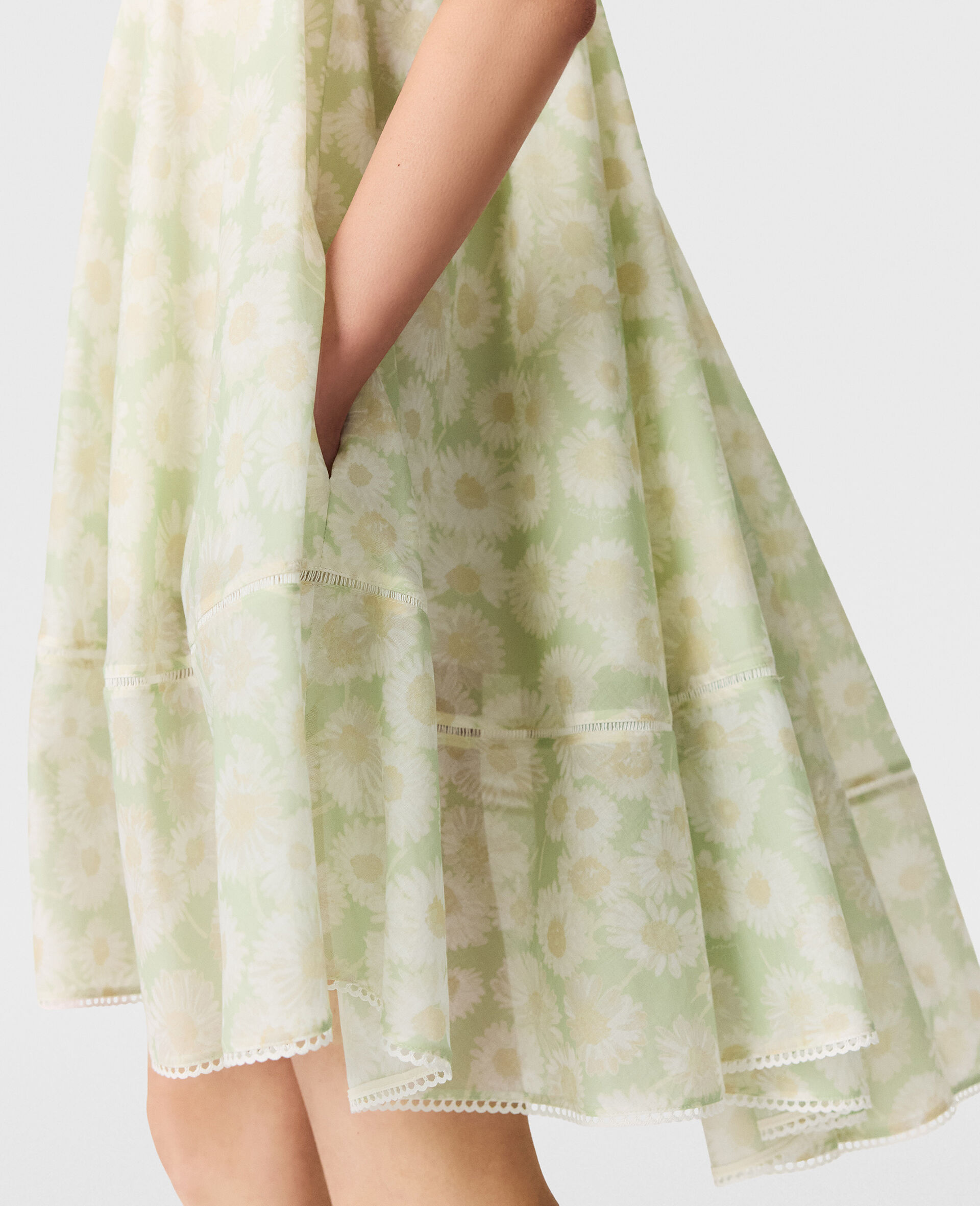 Daisy Print Halterneck Mini Dress-Green-large image number 3