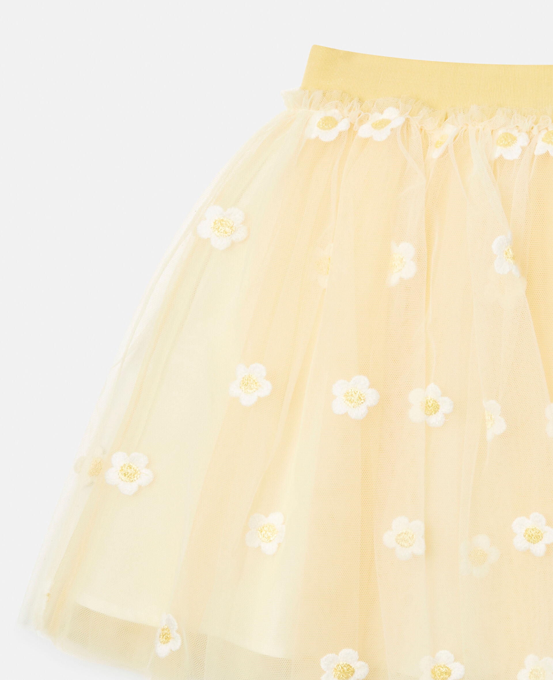 Daisy Embroidery Tulle Skirt-Yellow-large image number 1