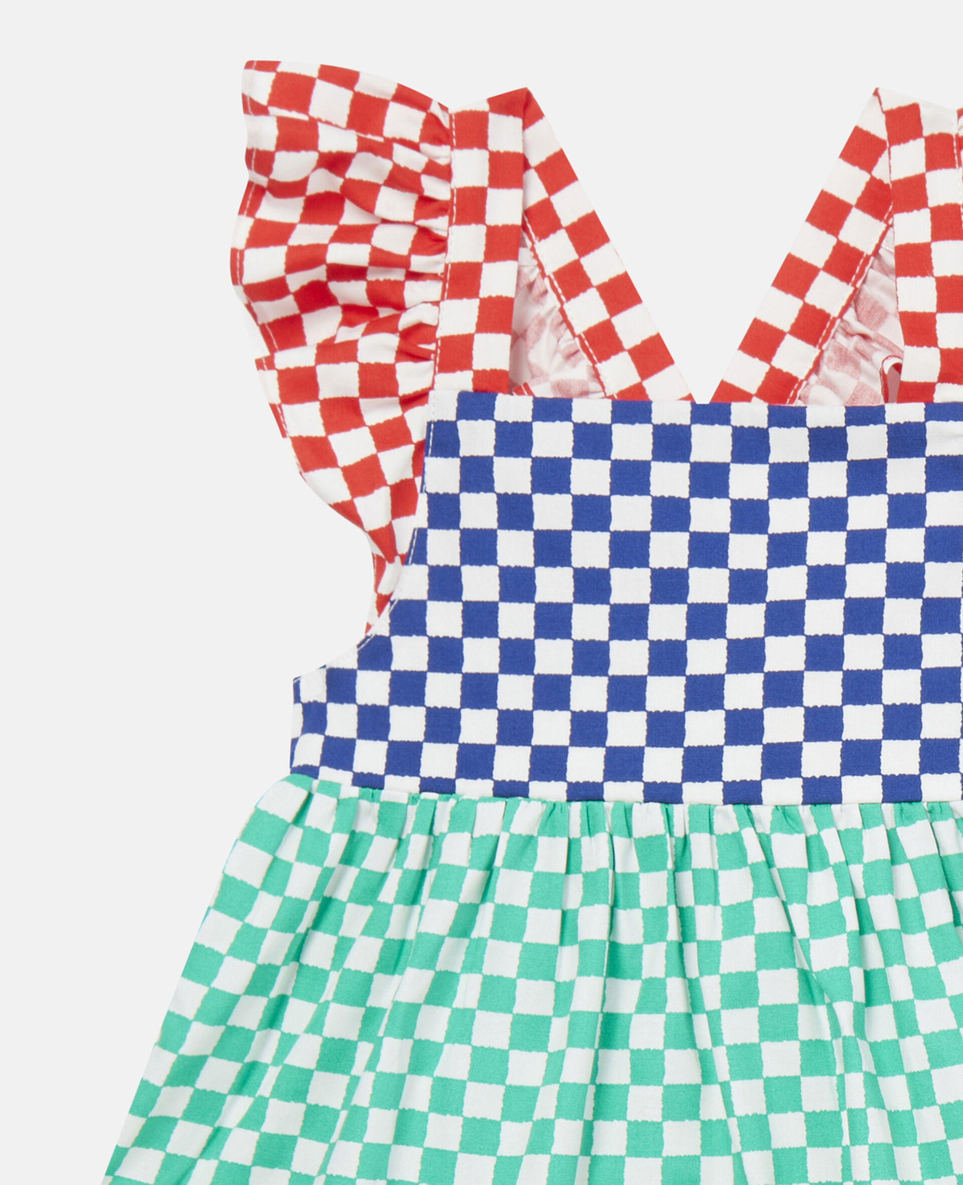 Gingham Cotton Frill Dress-Multicolour-large image number 1