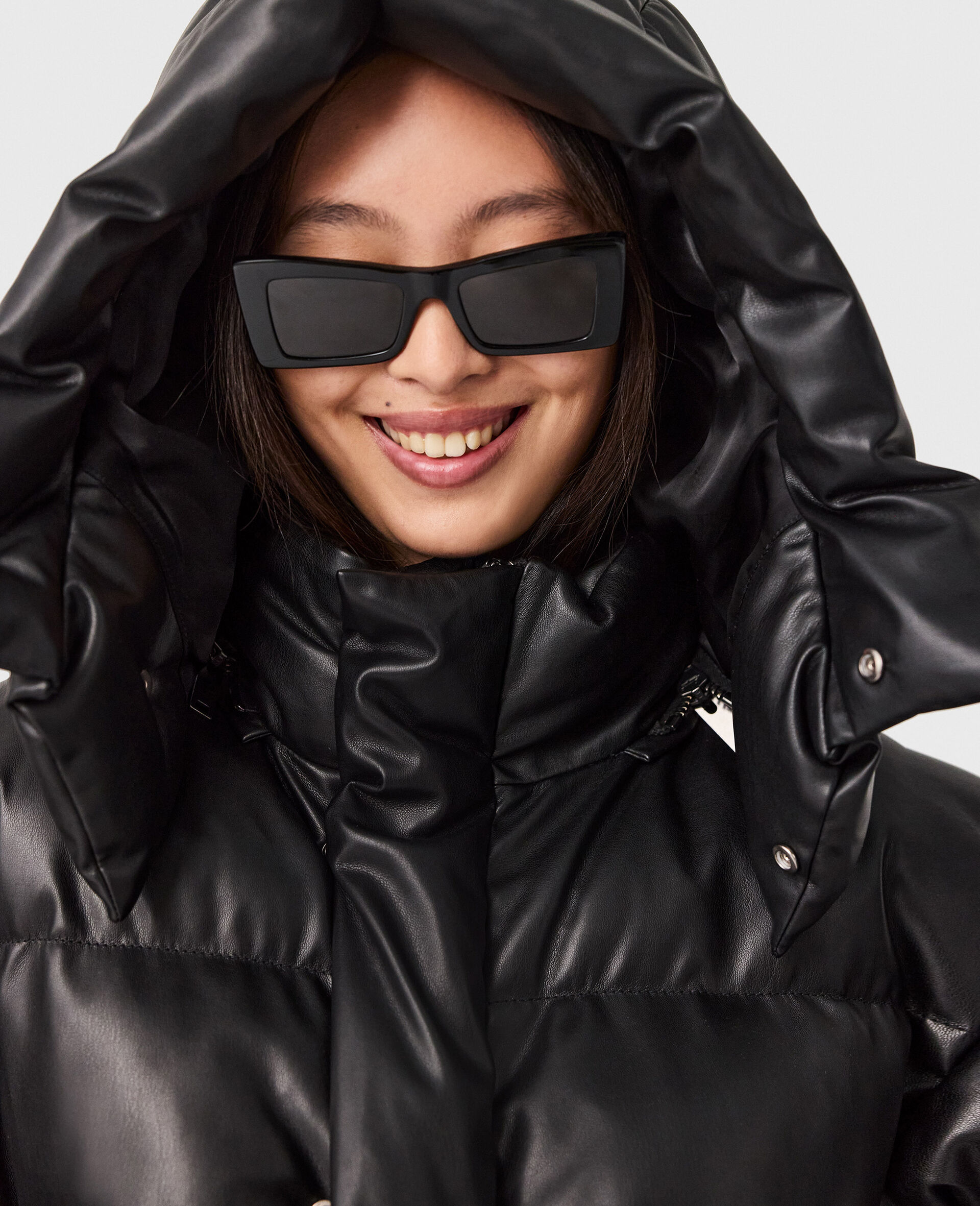 Padded Vegan Puffer Coat-Black-large image number 3