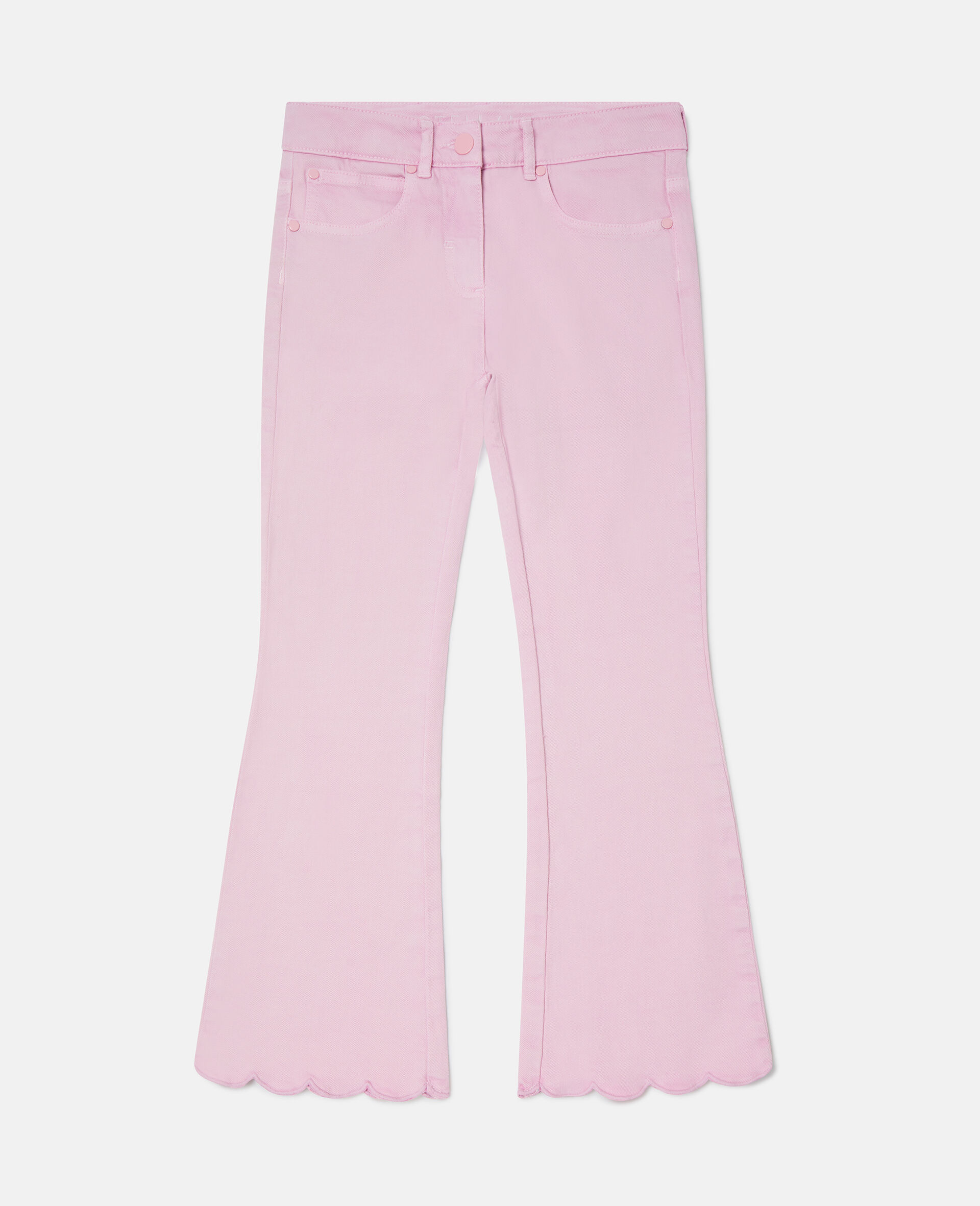 Scallop Trim Denim Jeans-Purple-medium