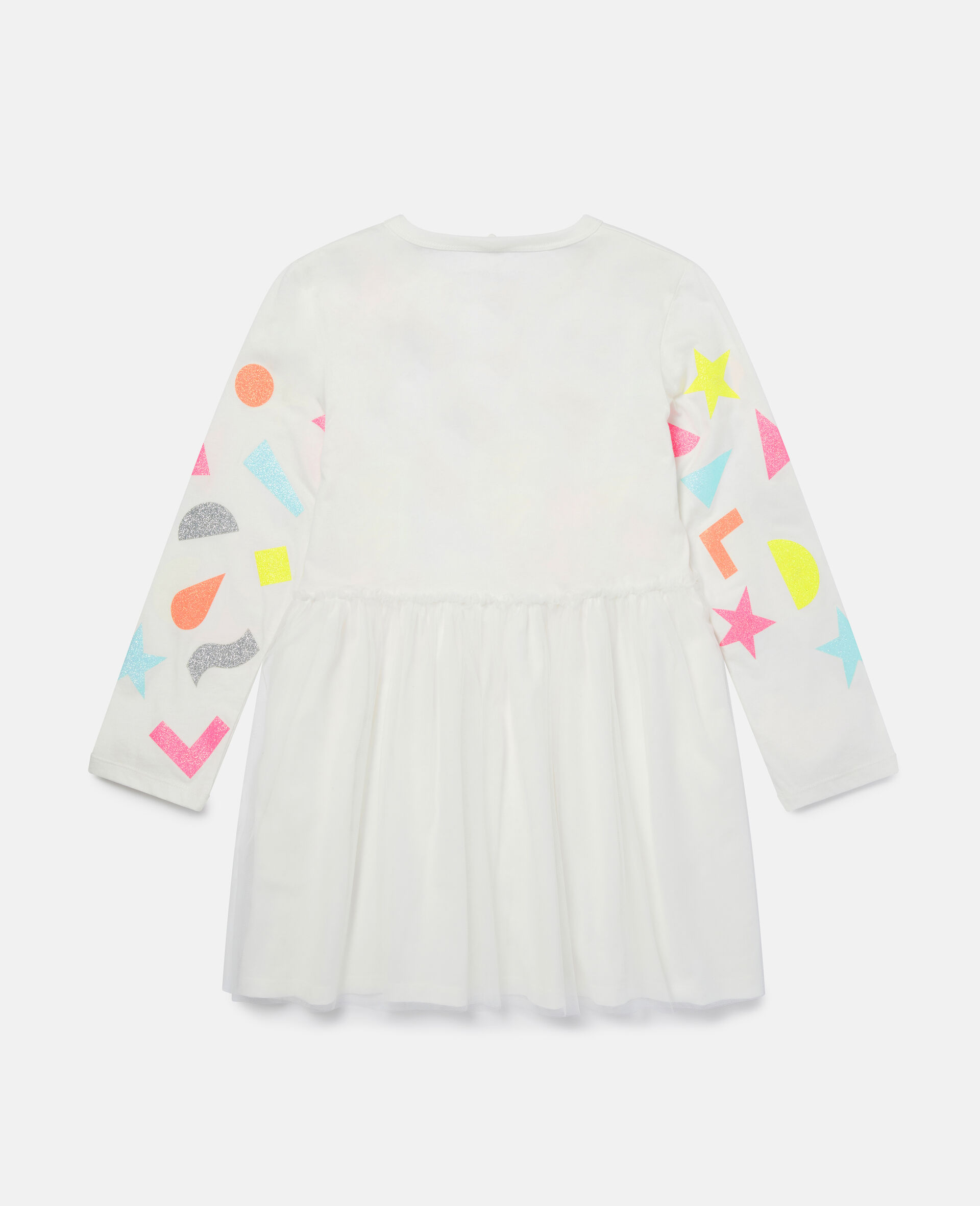 Glitter Sticker Cotton Fleece Dress-White-large image number 3