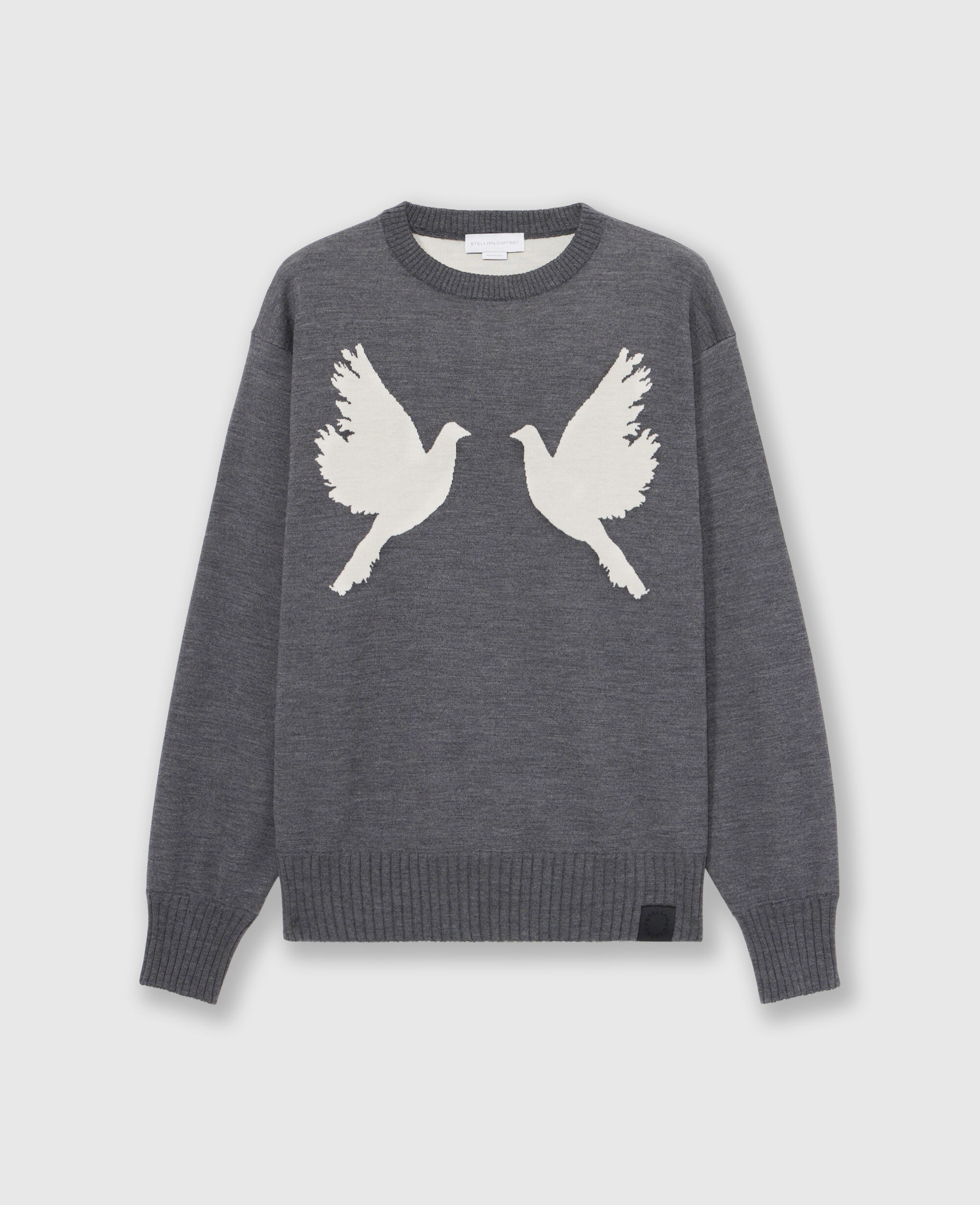 Women グレー ダブ モチーフ クルーネック セーター | Stella Women グレー ダブ モチーフ クルーネック セーター | Stella