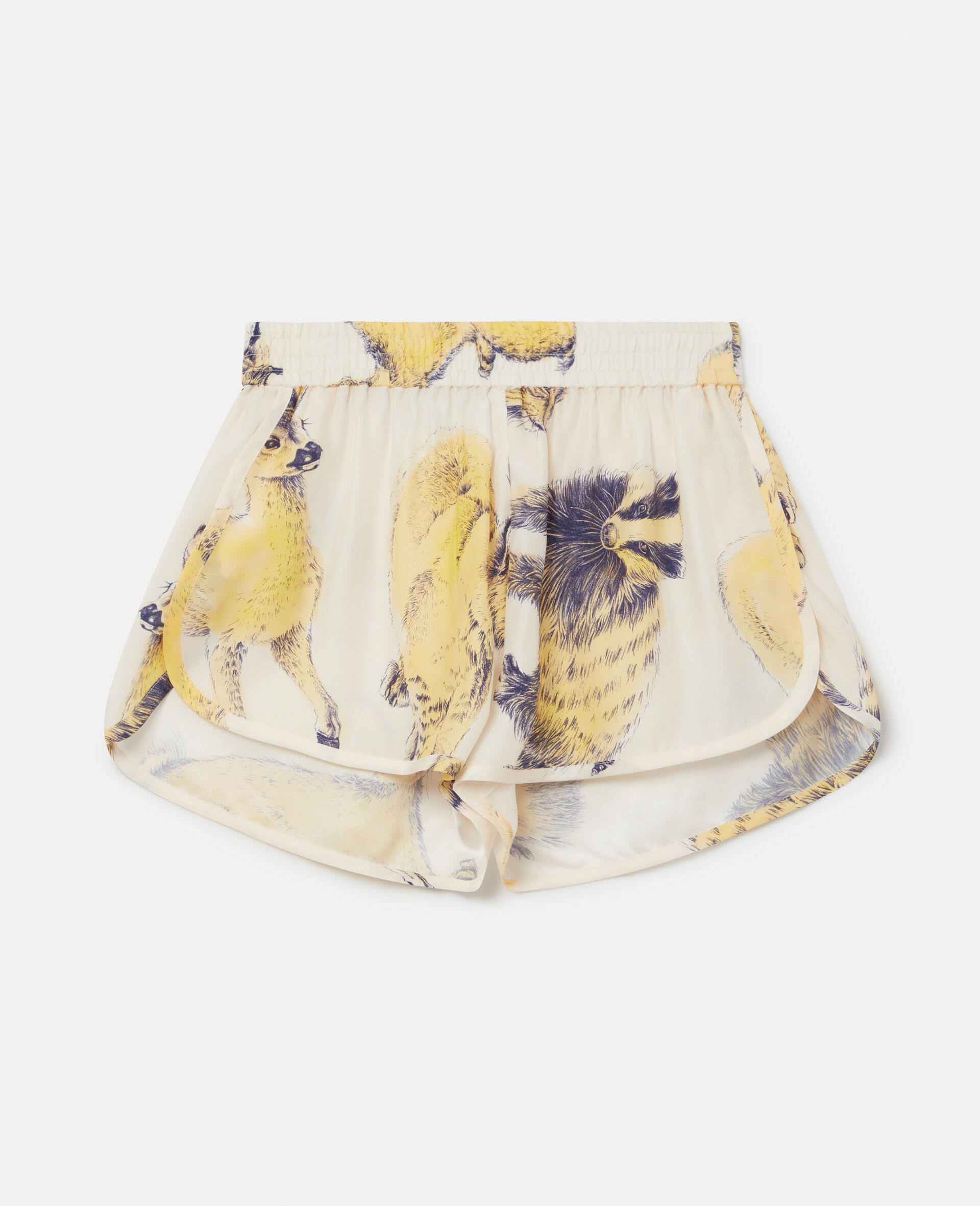 Rewild Fauna Print Silk Shorts-Yellow-large image number 0